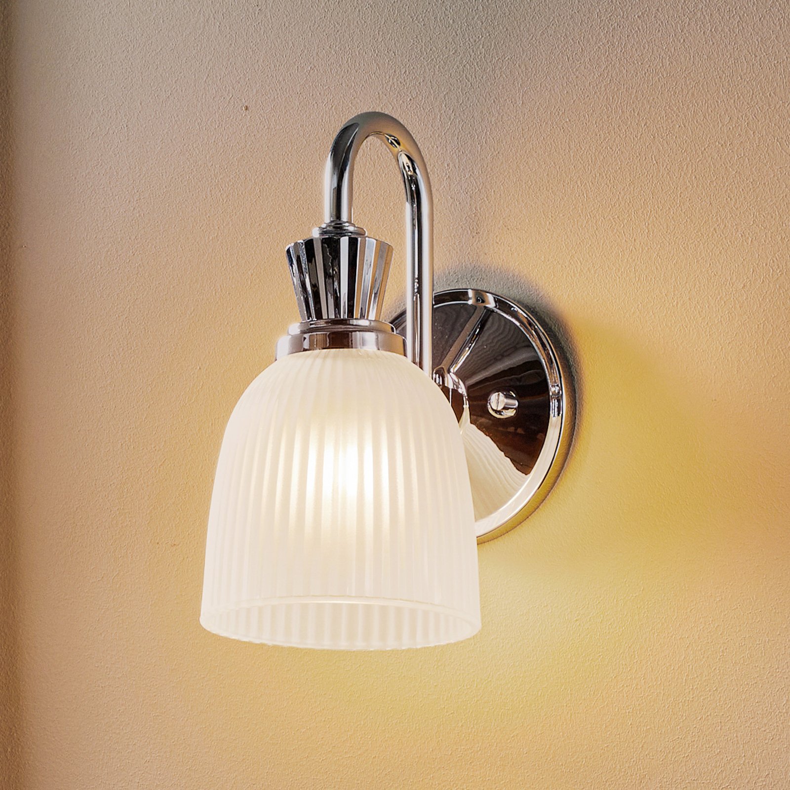 LED-badrumsvägglampa Cora med glasskärm, 1 lampa