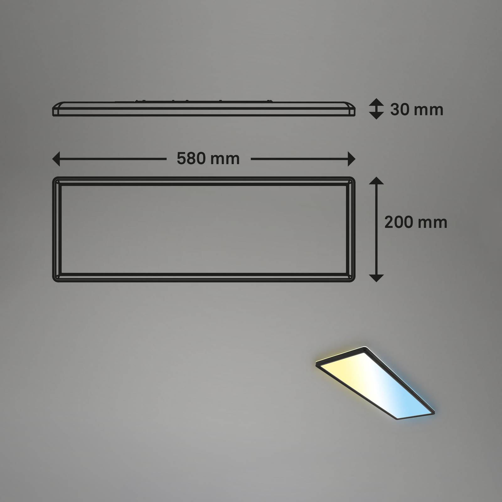 LED-Panel Slim czarny ultrapłaski CCT, 59x20cm