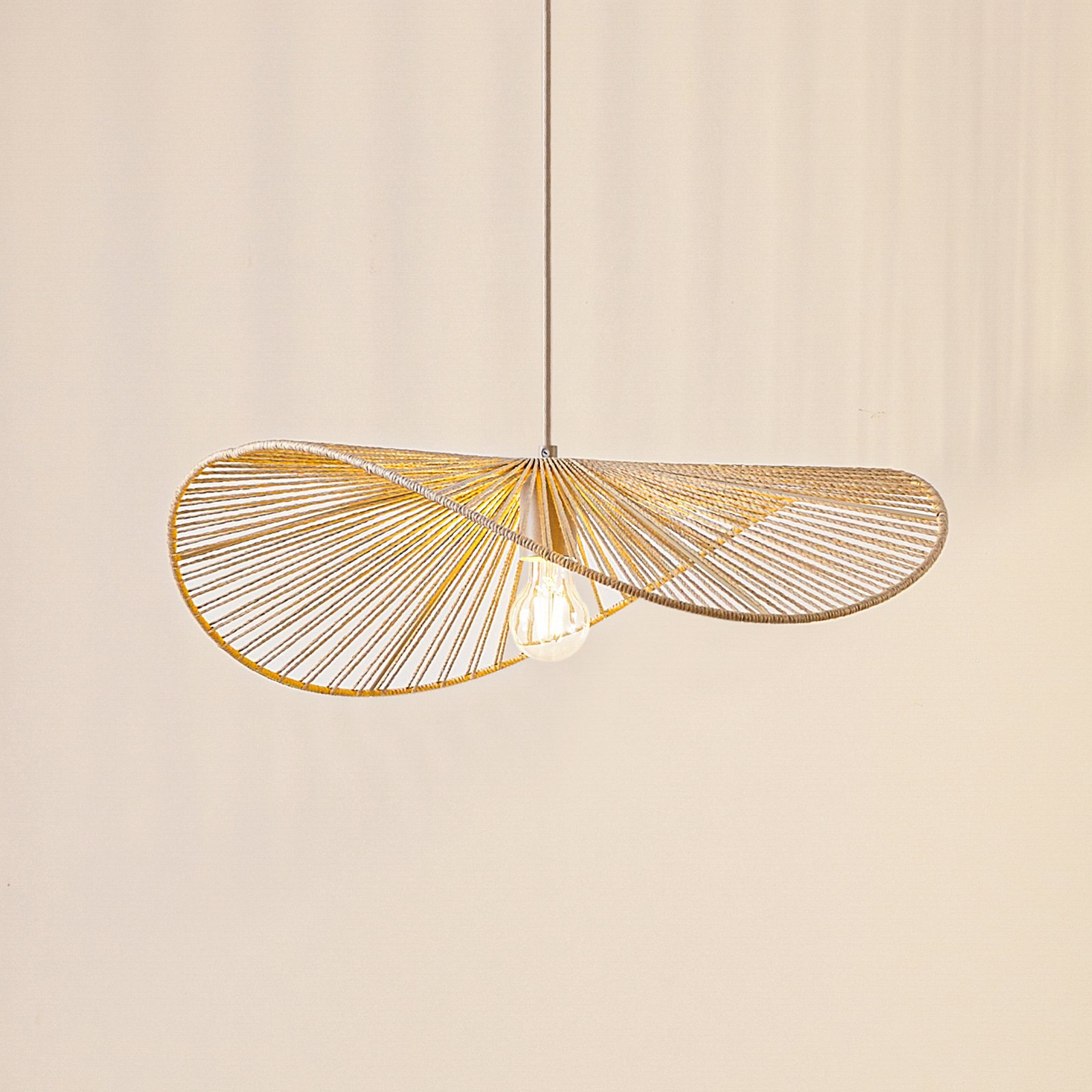 Lindby suspension Valdorin, beige, papier, longueur 75 cm