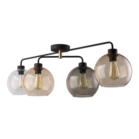 Deckenlampe Cubus vierflammig klar/bernstein/grau