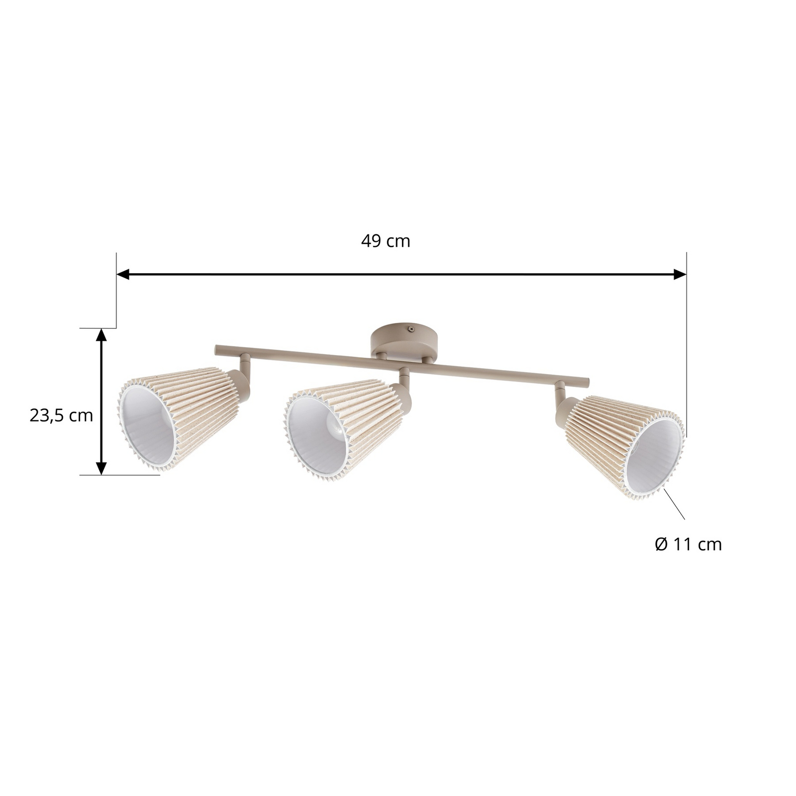 Spot pour plafond Percy, à 3 lampes, beige, lin, 70 cm - Nola Spot pour plafond Percy, à 3 lampes, beige, lin, 70 cm - Nola