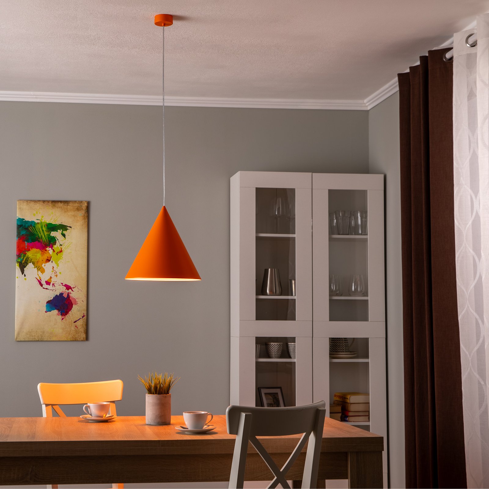 Lampa wisząca Cono, 1-punktowa, Ø 32 cm, pomarańczowa