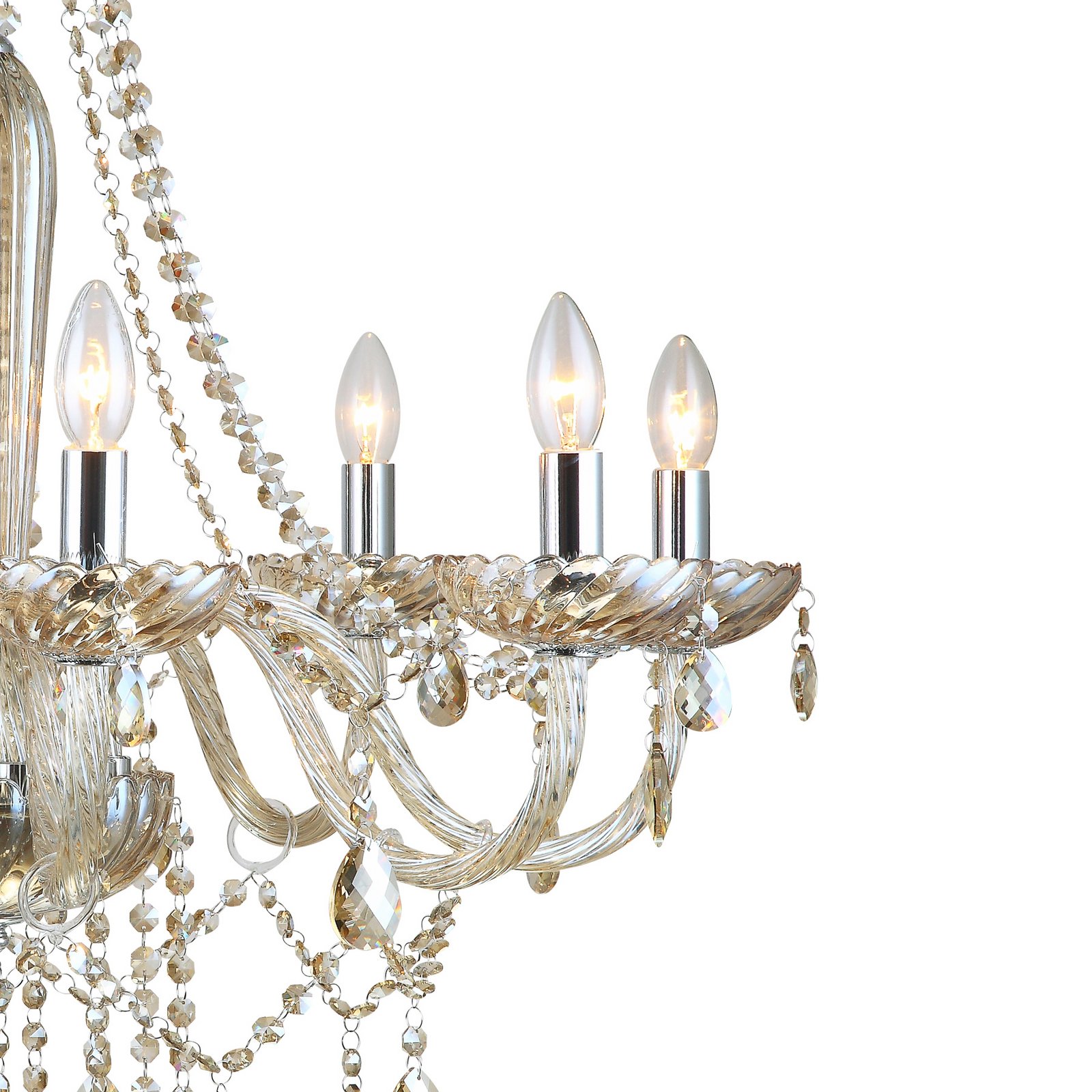 Skleněný lustr Basilano v koňakové barvě 8 žárovek