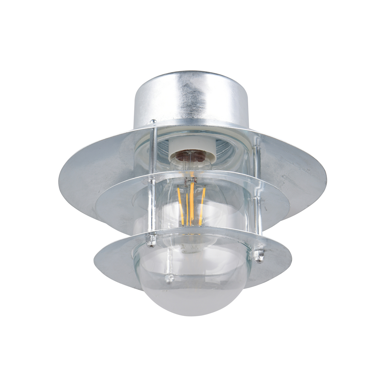 Vonkajšie nástenné svietidlo Ruvuuma v zinkovej farbe Ø 22 cm smerujúce nadol