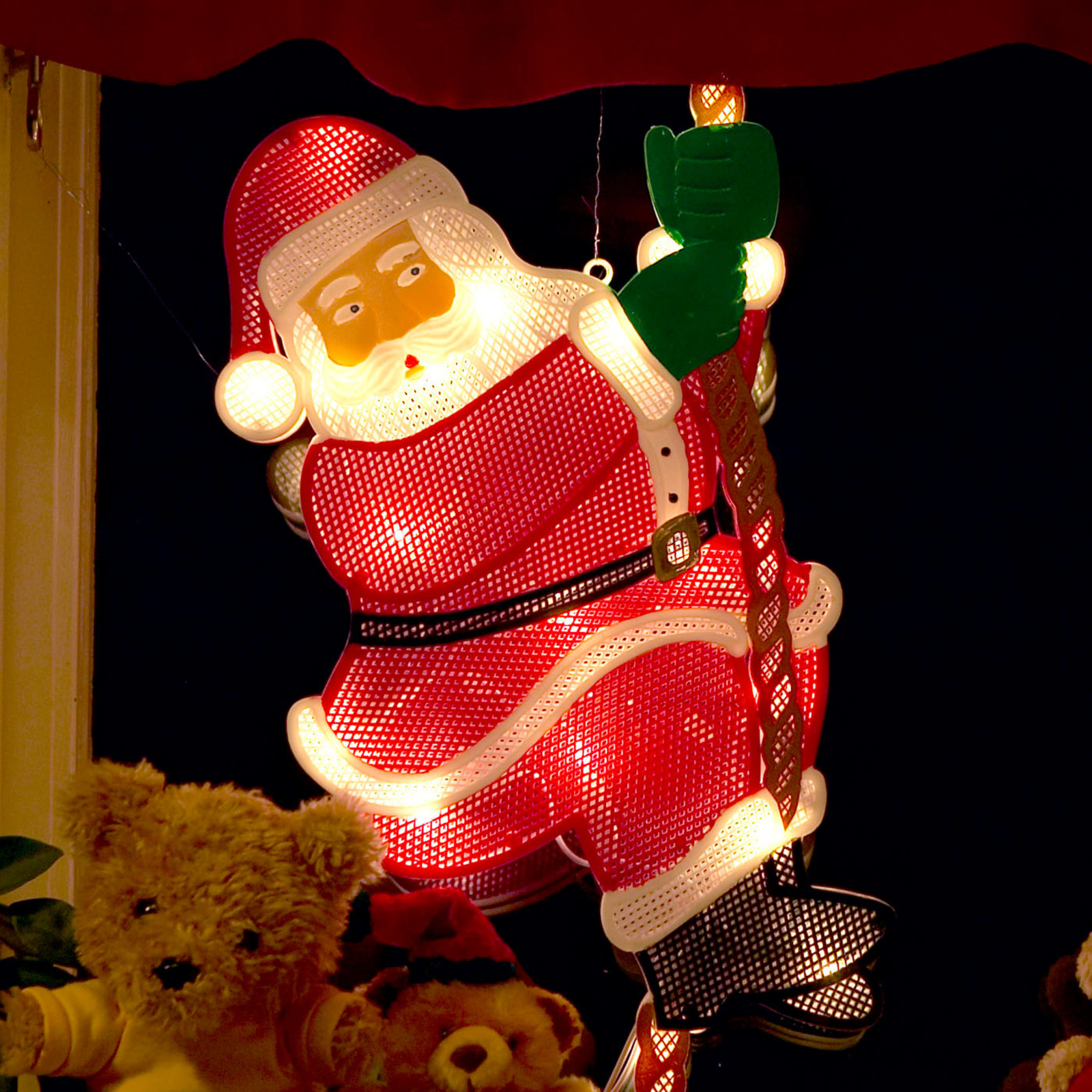 Klimmende Kerstman - LED raamversiering