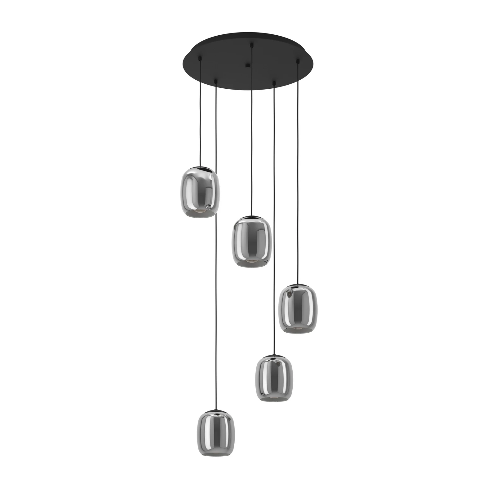 Suspension Ciampino, noir, à 5 lampes