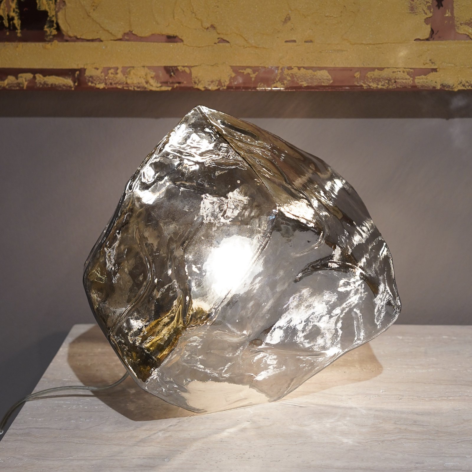 Kare namizna svetilka Aura, dimna barva, steklo, Ø 30 cm, E27