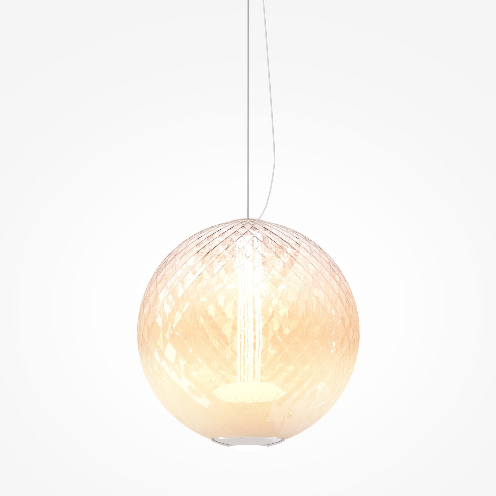 Maytoni Bruma glass pendant light, chrome/white, height 31 cm