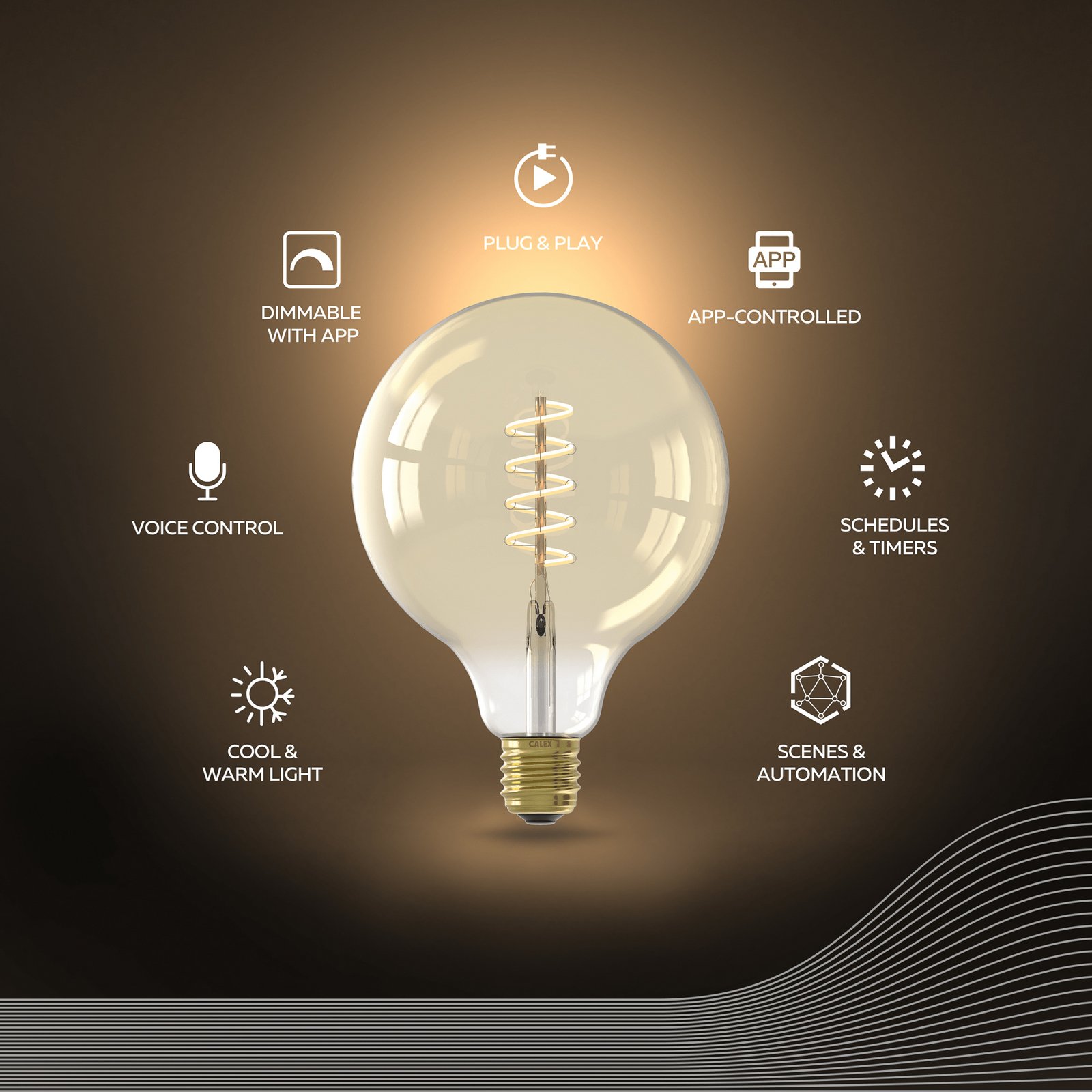 Calex Smart LED E27 7W G125 1800 - 3000 K Filament 2-pack