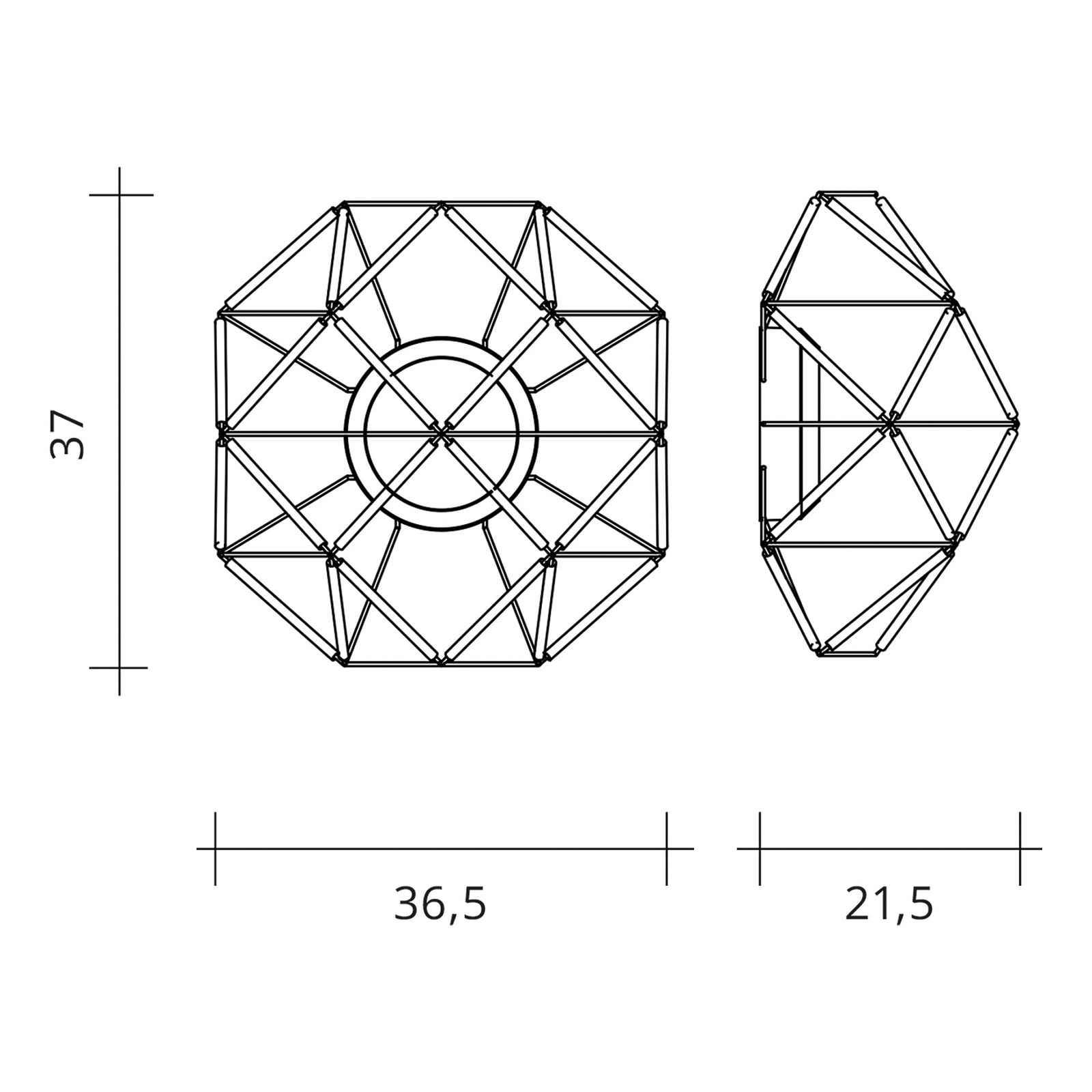 Applique murale LED Euclide, noir, métal, largeur 37,5 cm