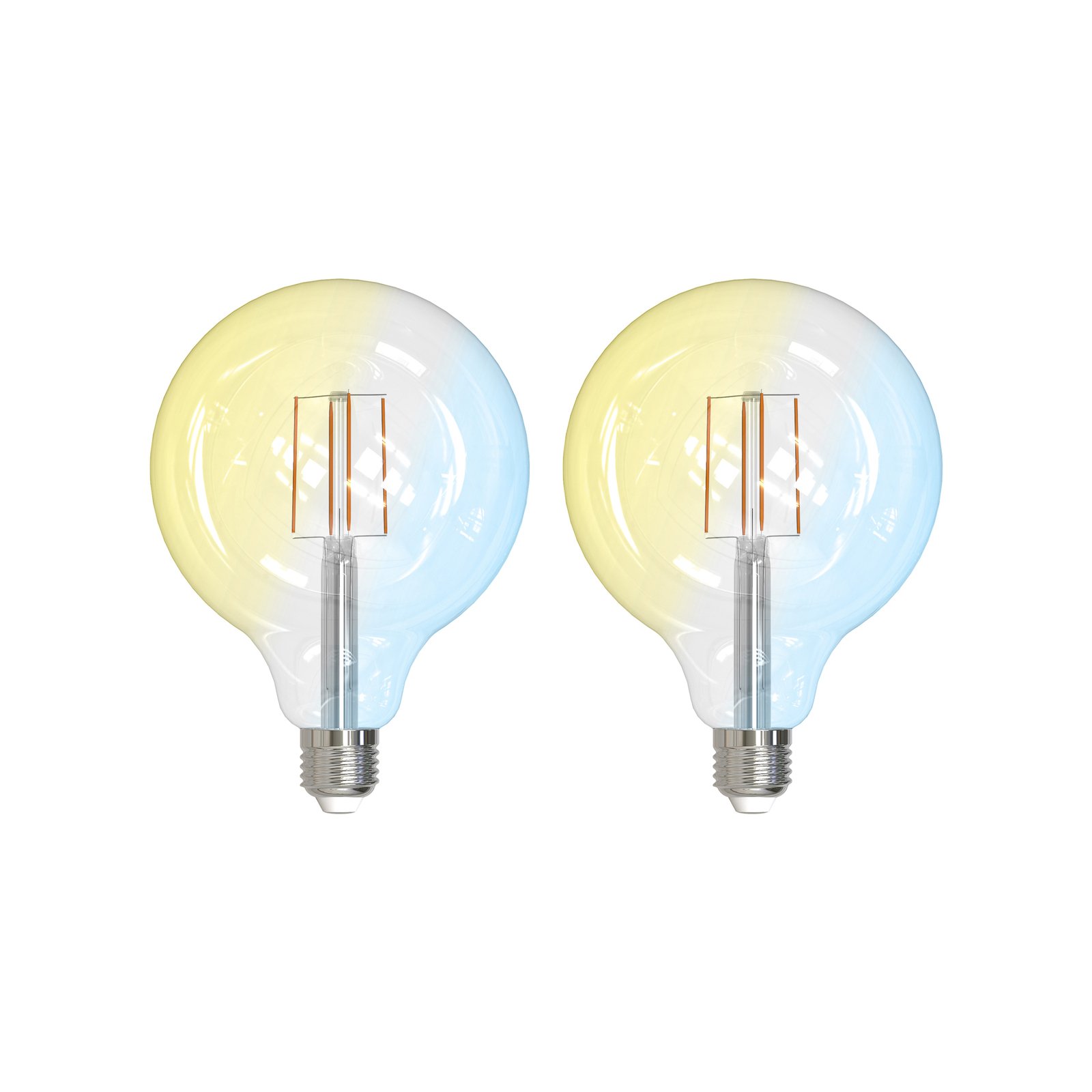 Prios LED-Filamentlampe E27 G125 7W WLAN klar 2er
