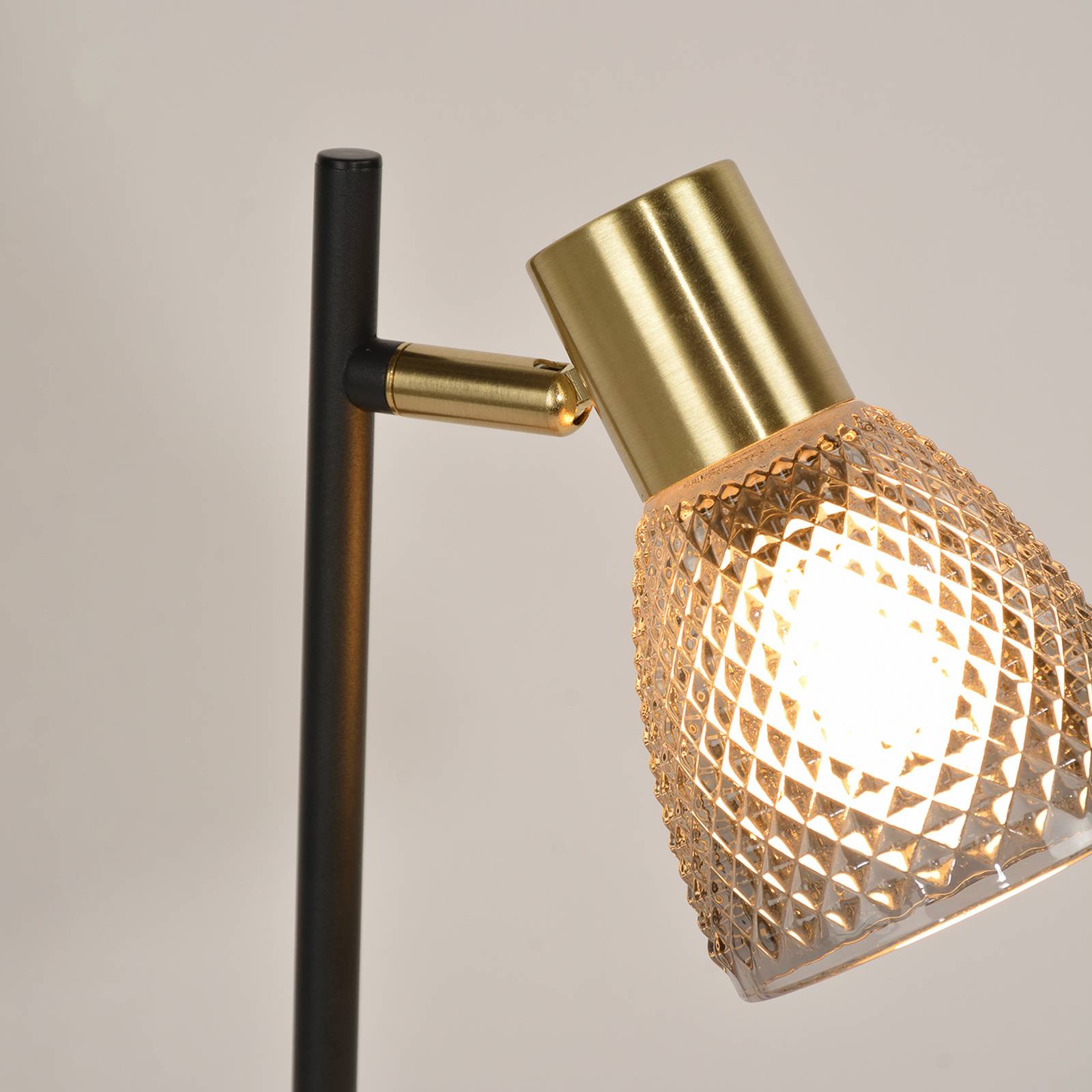 Lampa stołowa Giada, czarna/dymna, wysokość 35 cm, metal/szkło