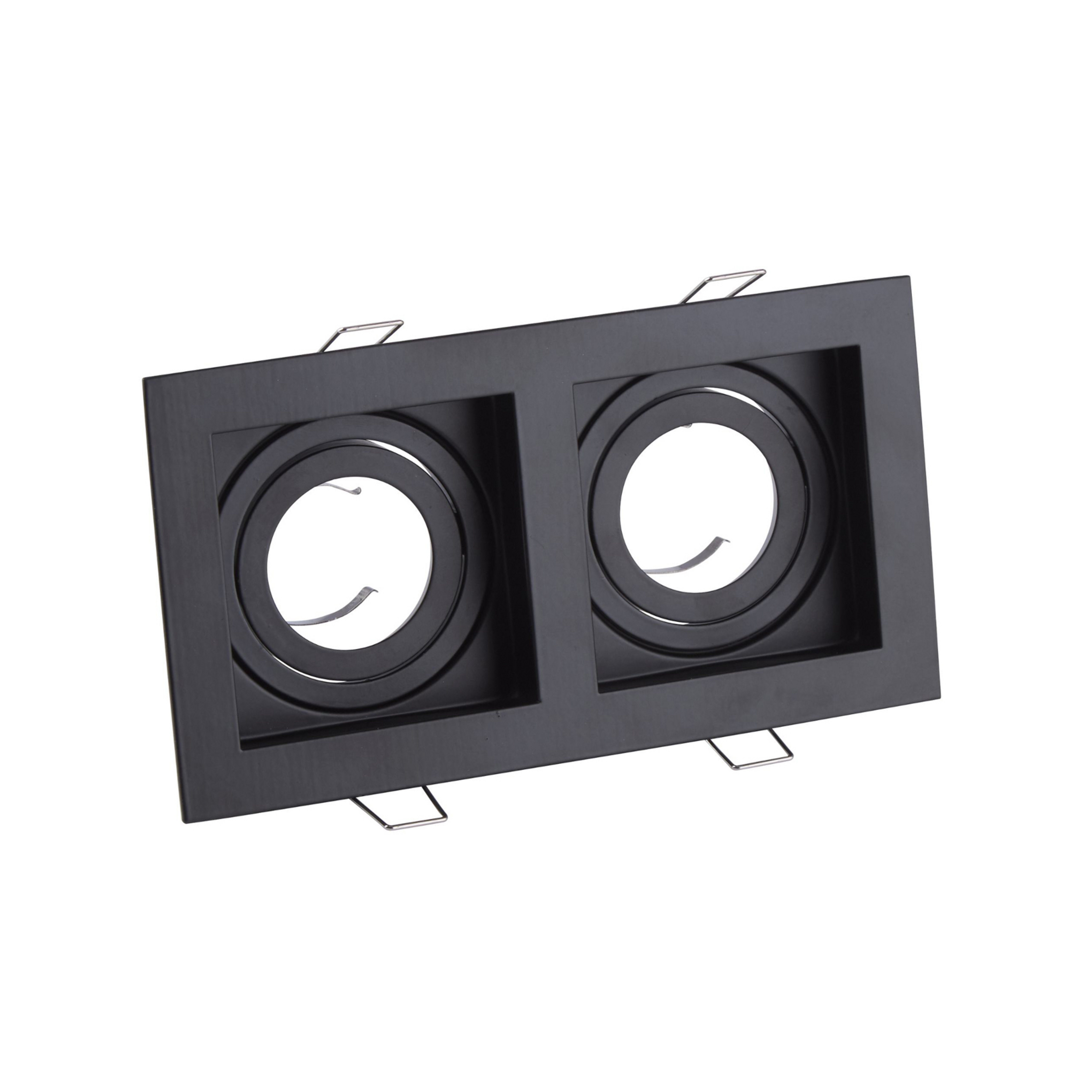 Luminaire encastrable Grid Two, 2 lampes, noir, 18,5x10cm, aluminium, GU10