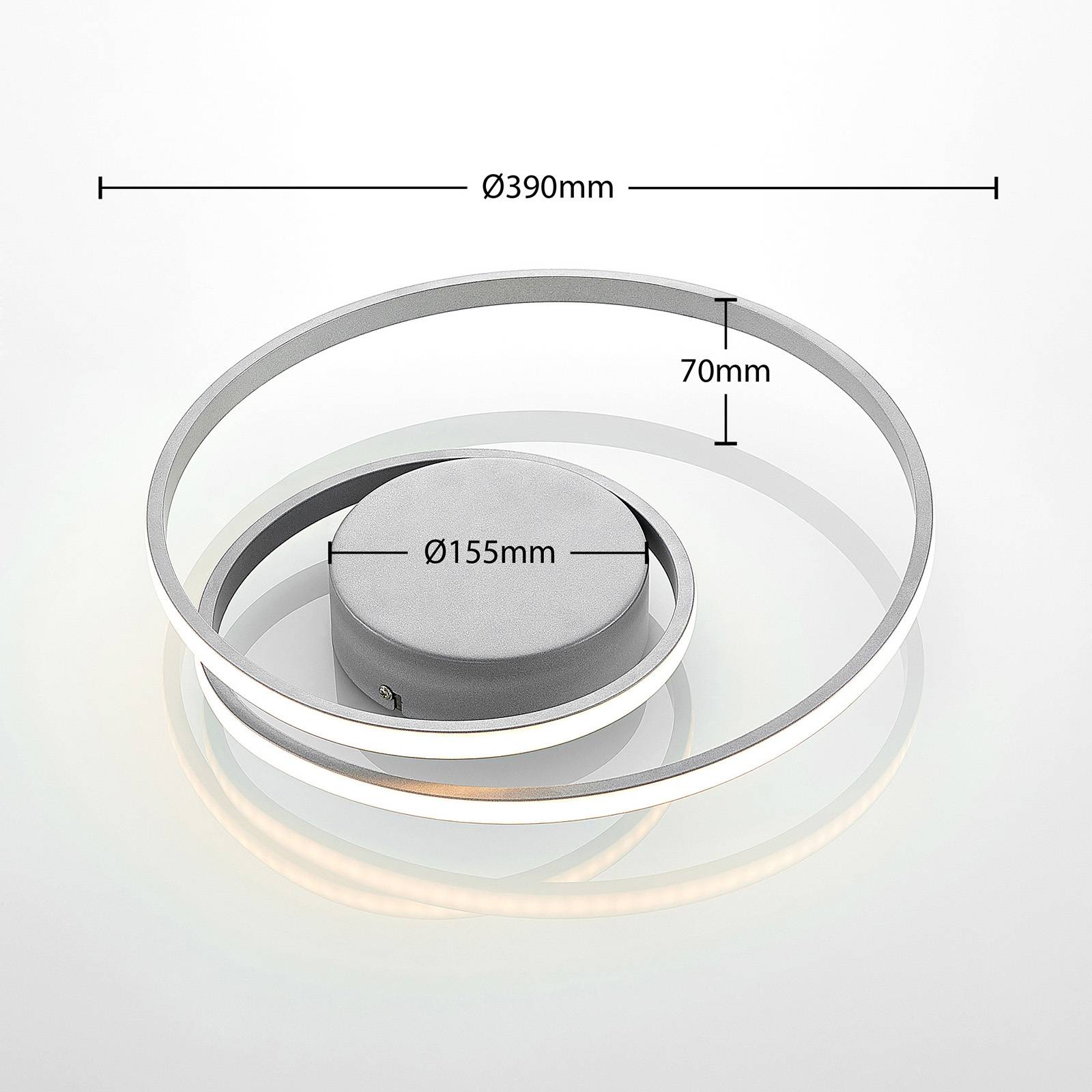 Lindby Kyron lampa sufitowa LED, srebrna tytanowa