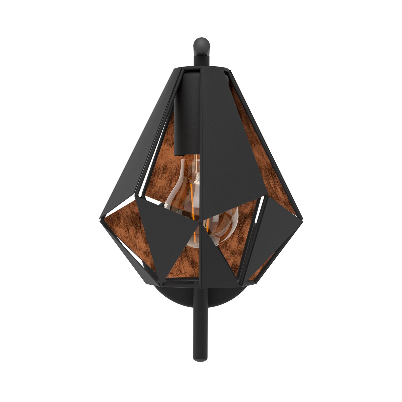 Wandleuchte Carlton, schwarz/kupfer mit Ausleger