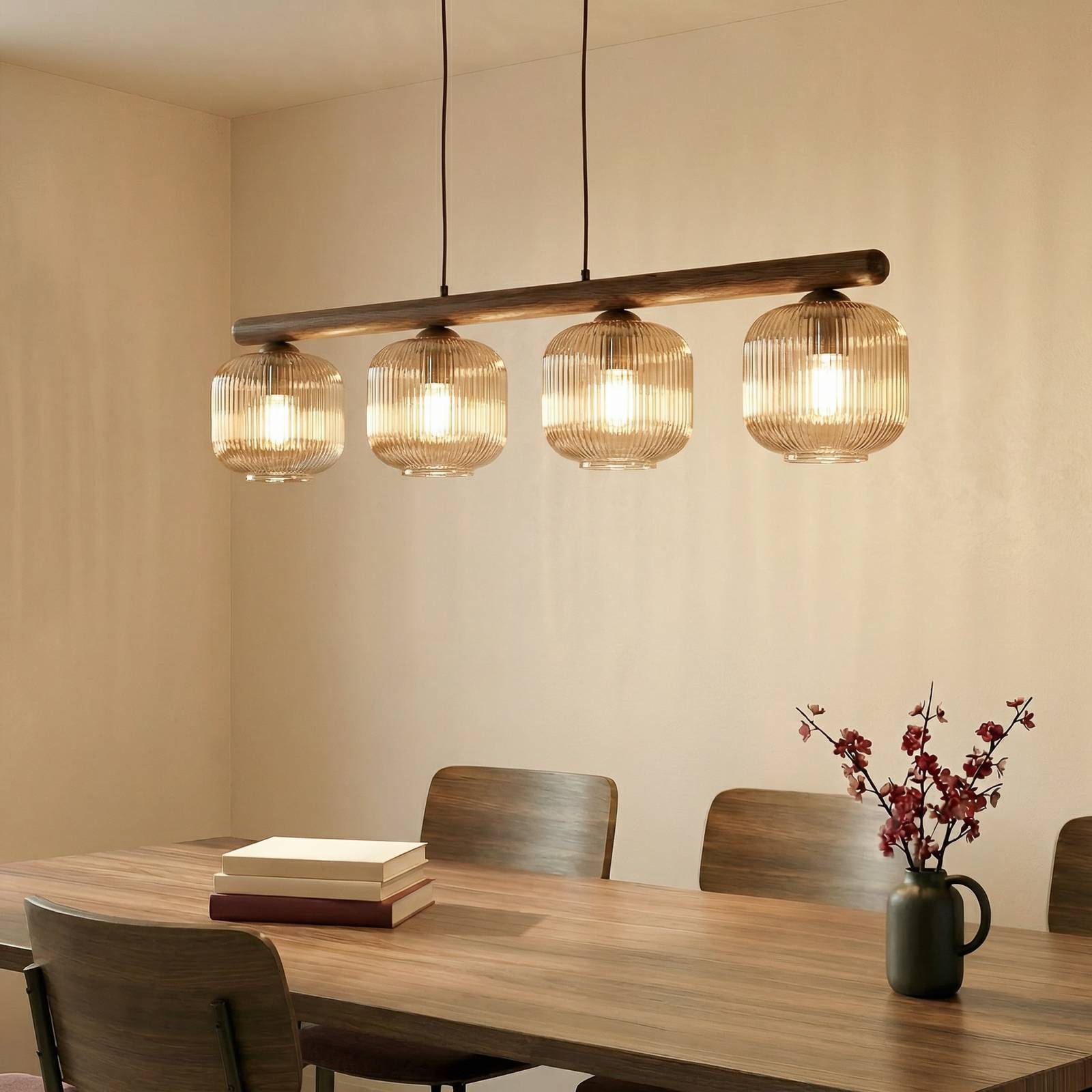  Tk Lighting Pendelleuchte Salvia, Braun/cognac, Glas, Länge 95 Cm, E14 