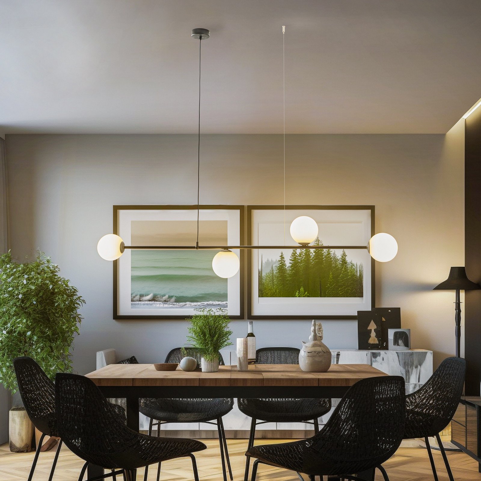 ALDEX Lampă suspendată Alison negru/alb 4 becuri bară 154 cm - Camera de zi / sufragerie - Modern - negru alb - Metal