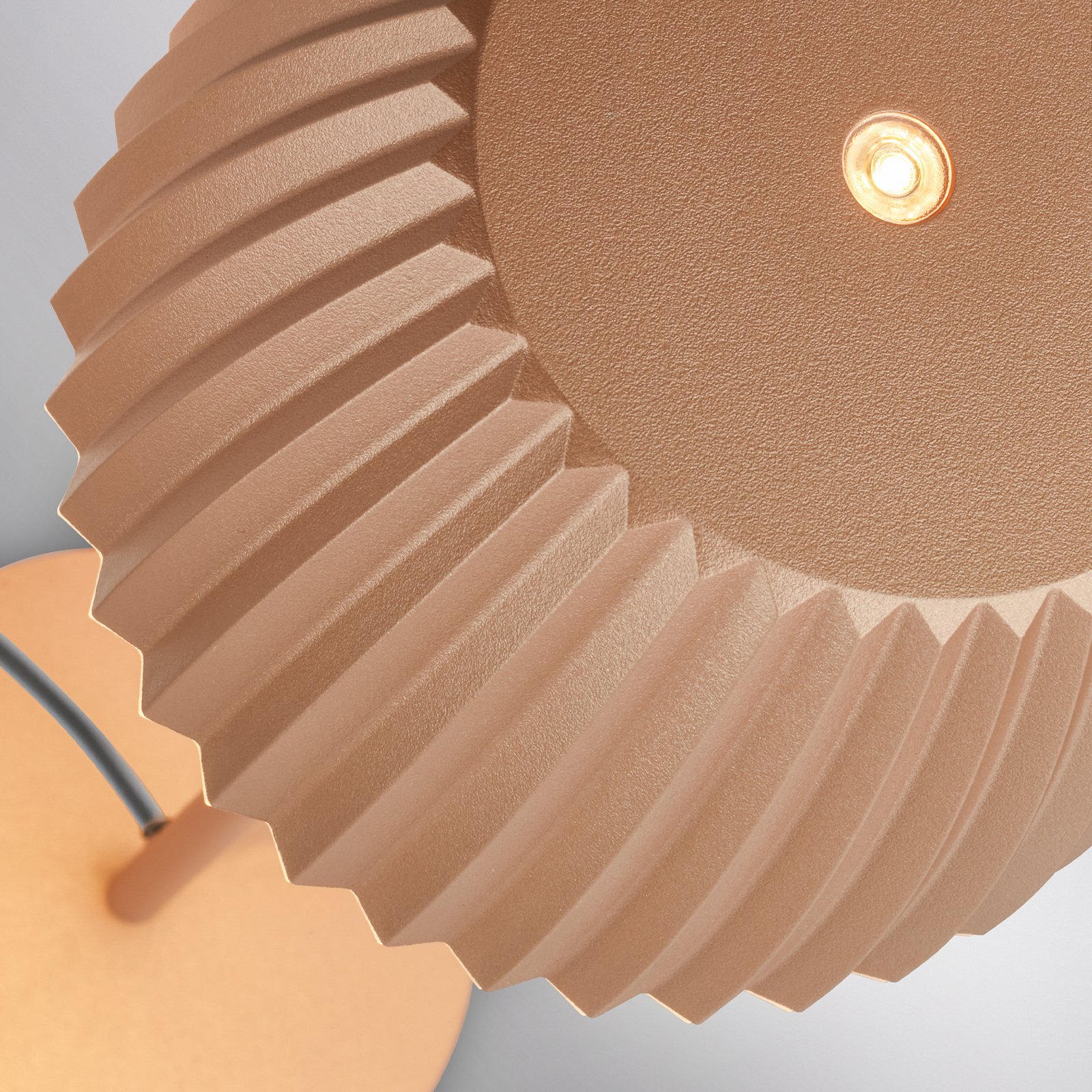 LED tafellamp Loca, bruin, hoogte 36 cm, metaal/kunststof