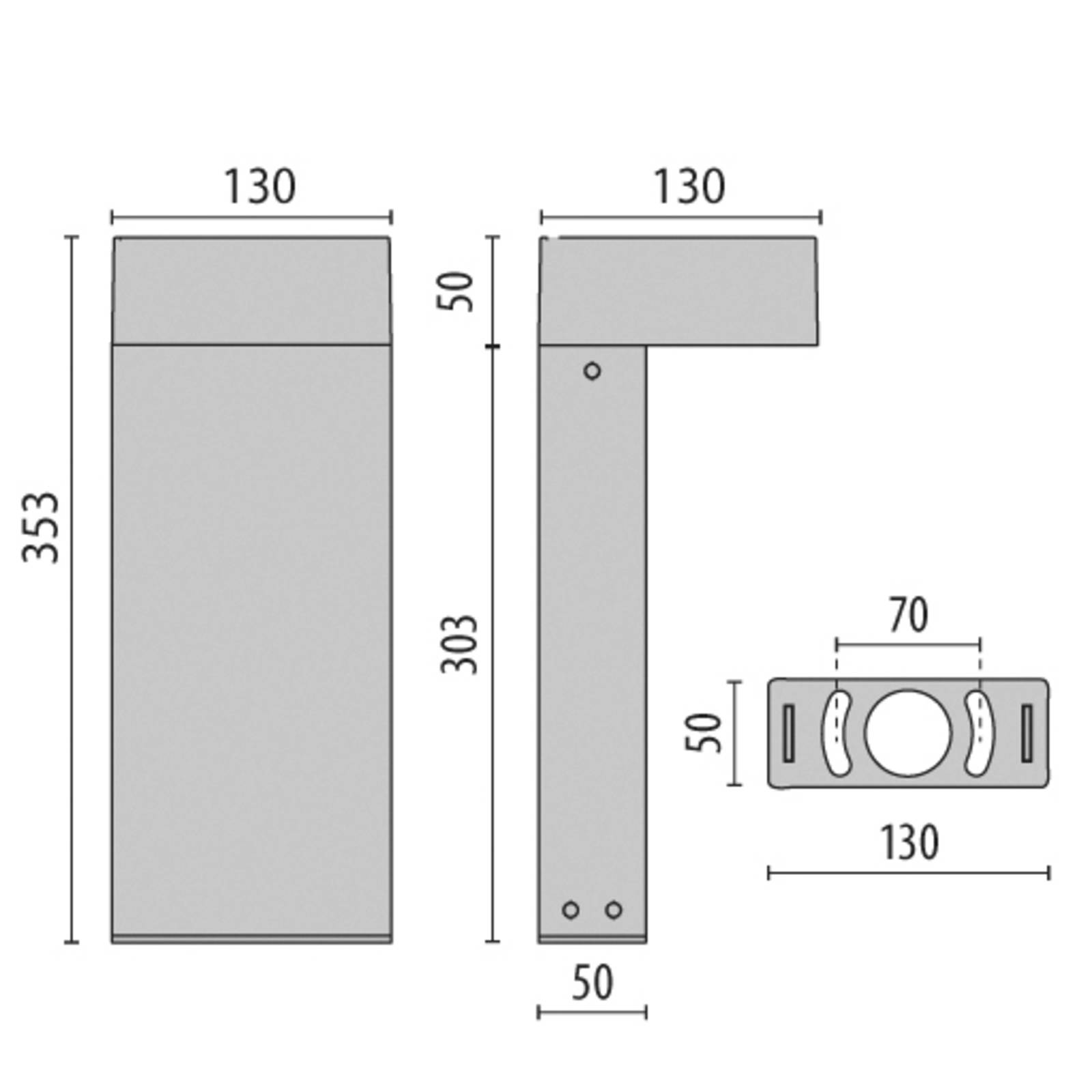 Performance in Lighting Luminaire pour socle LED gris Mimik 10 Post 300 3.000K