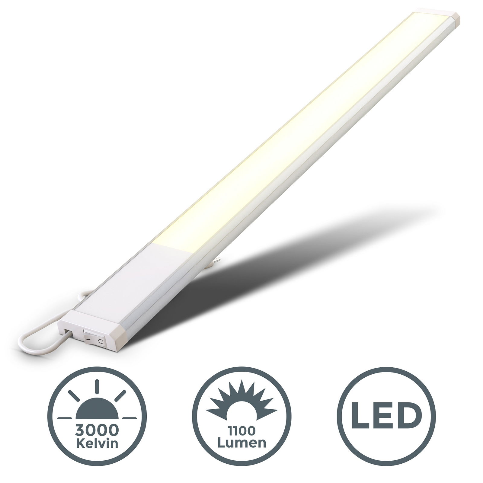 LED meubelverlichting Lord, lengte 57,5 cm, zilver, 3.000 K