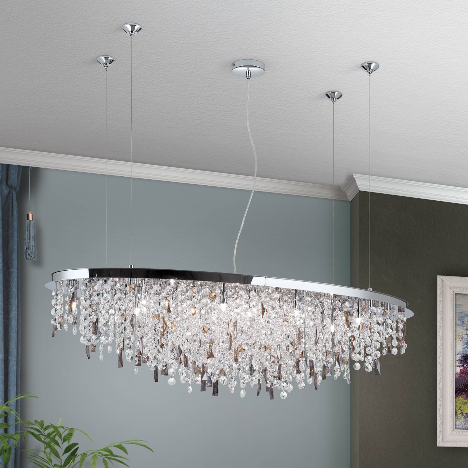 Hanglamp Crystalriver, 120 x 45 cm, chroom