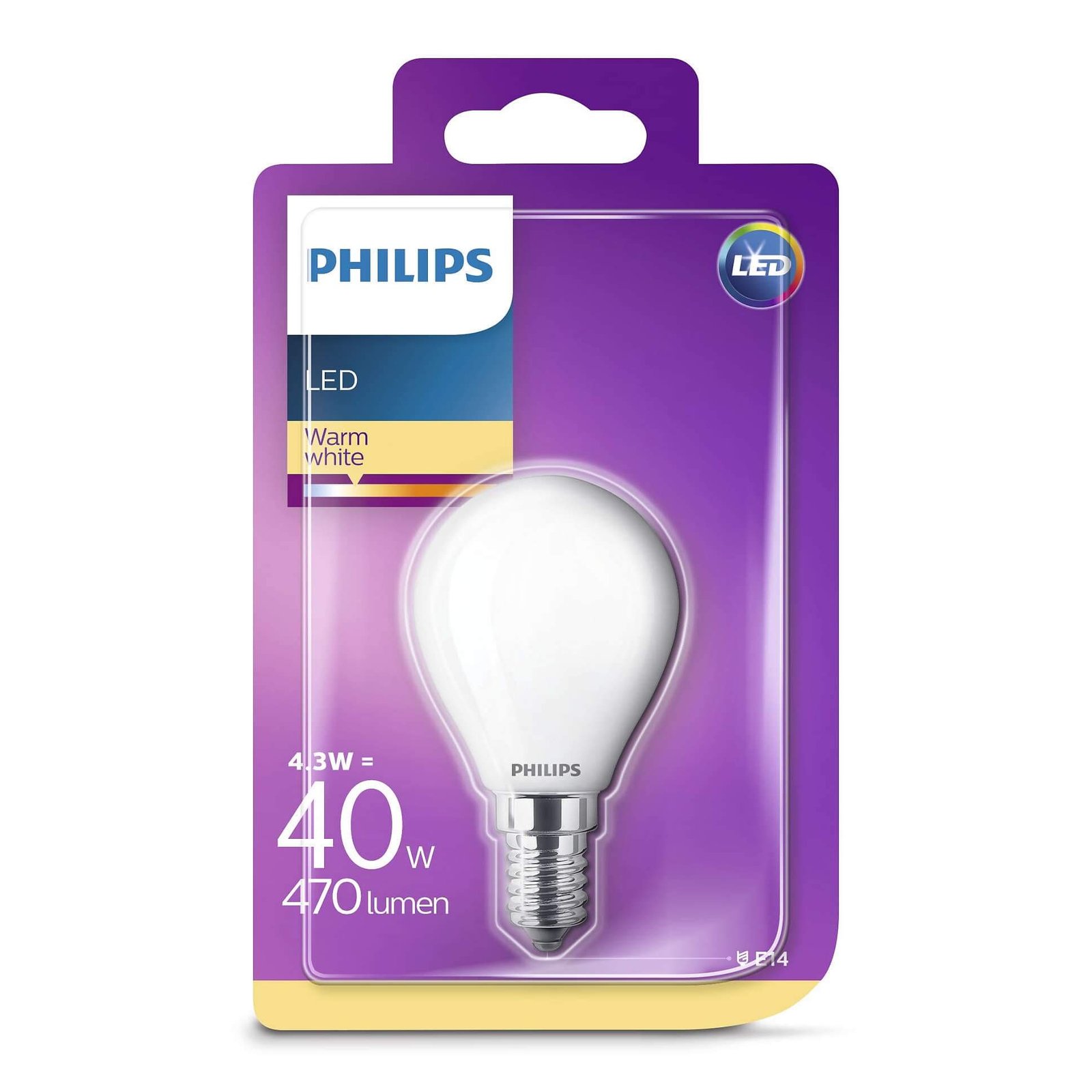 Bec LED 4,3W Glass Crown (470lm) E14 - Philips