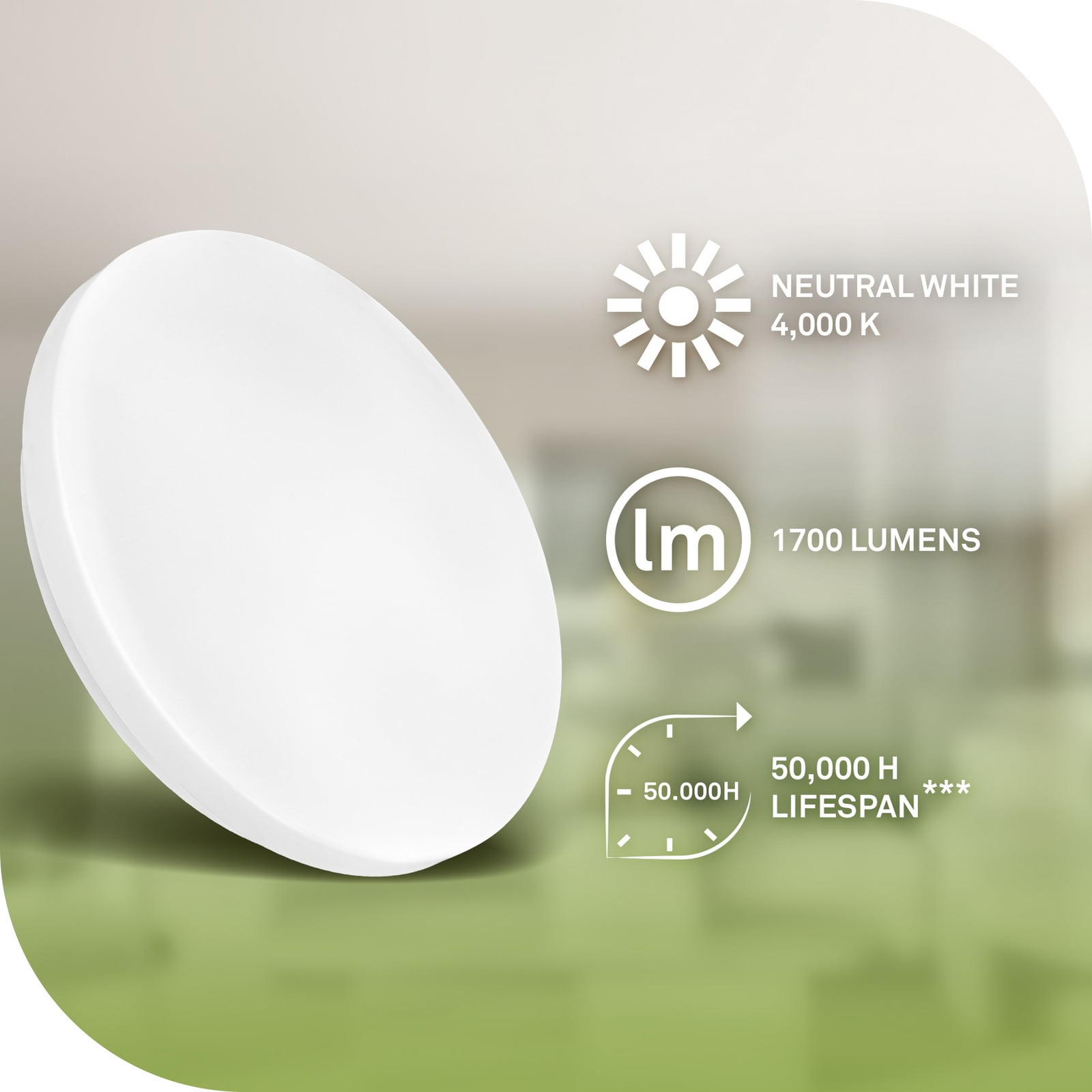 LED-loftlampe Elipso, hvid, plast, Ø 29 cm, 4000K