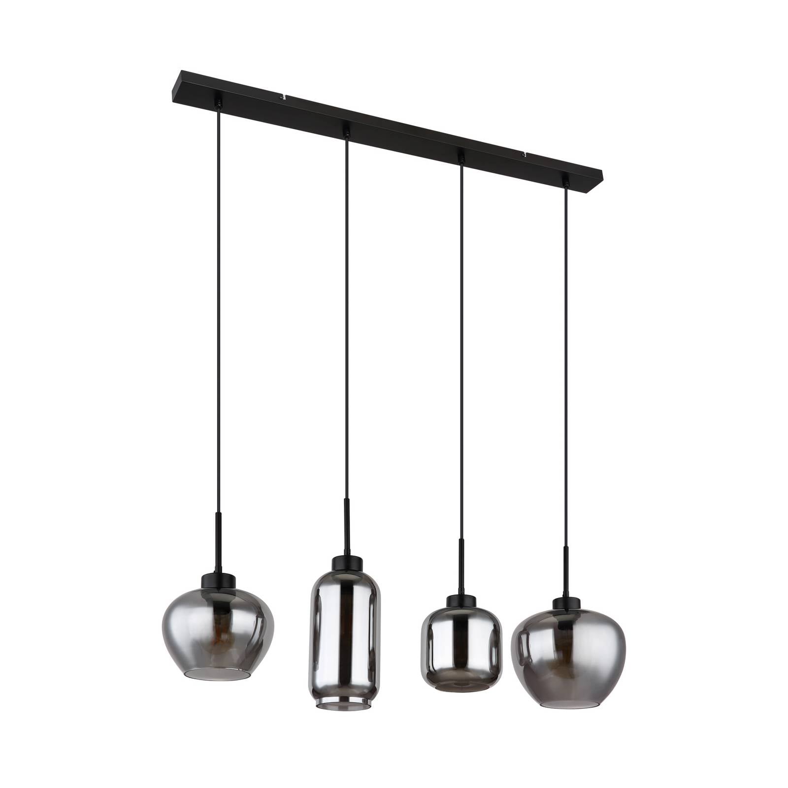 Hängelampe Matt, rauch/schwarz, Glas, 4-flammig, 100 cm, E27