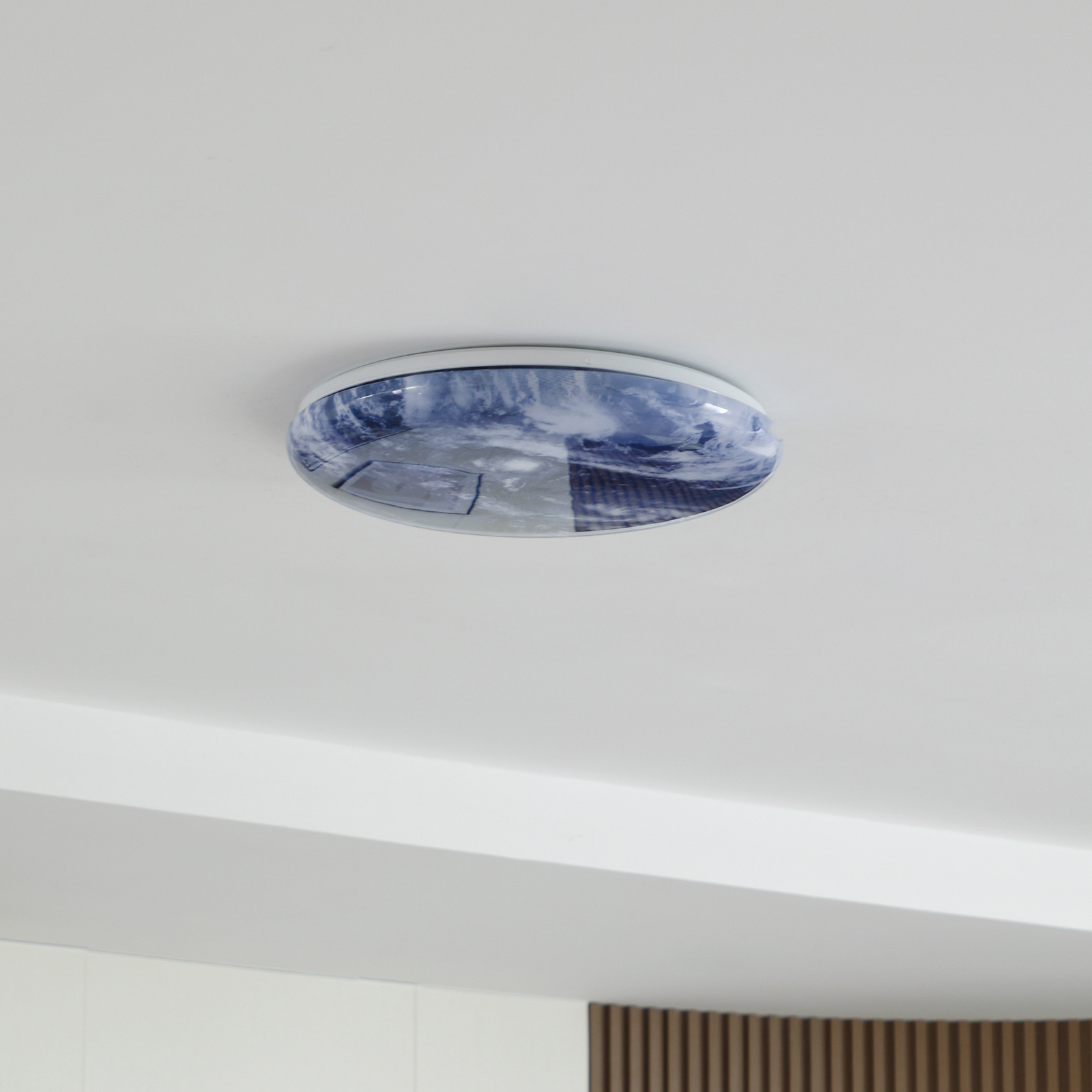 Lindby LED ceiling light Orbi, 48 cm, blue/white, plastic