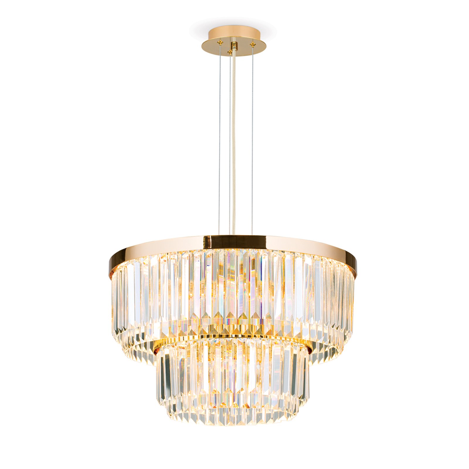 LED hanglamp Prism, rond, Ø 55 cm, goud