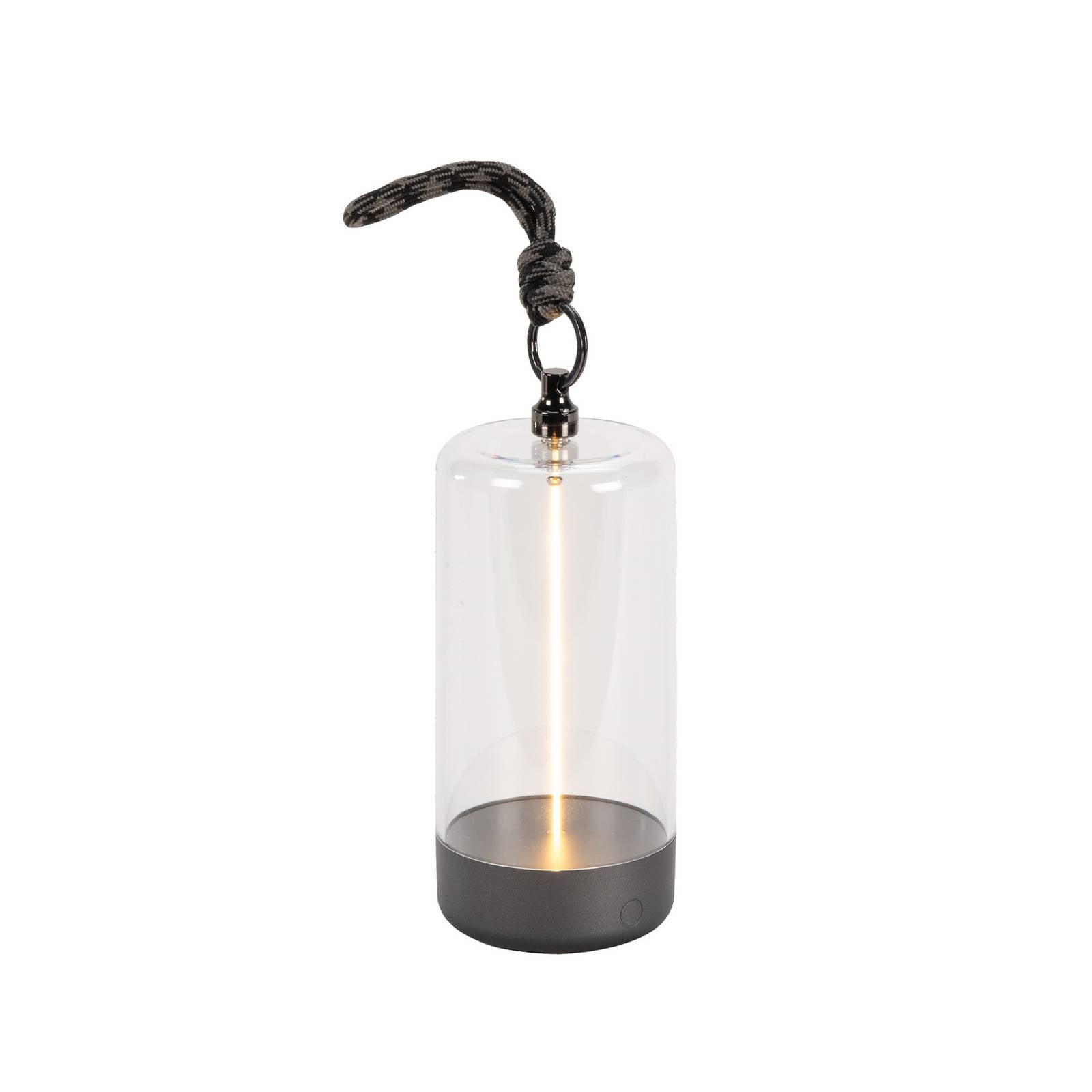 LED-Akku-Tischleuchte Edison, Höhe 15 cm, grau/klar, IP54