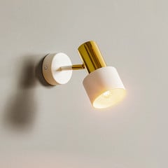 Nástěnné bodové svítidlo Destin, jednoplamenné, bílé/mosazné