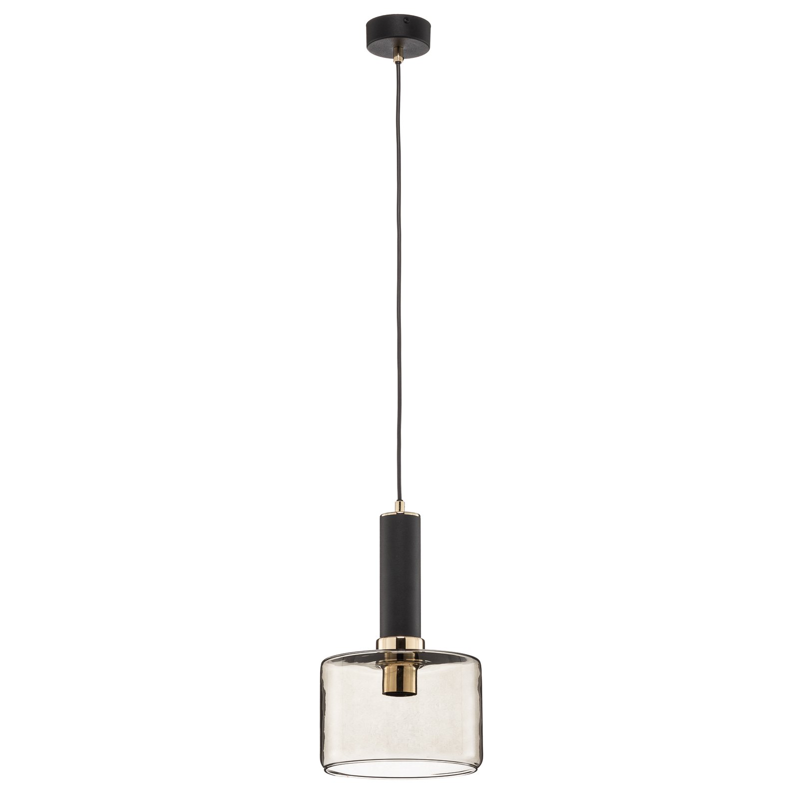 Viva hanging lamp, smoke/black/brass, 1-bulb