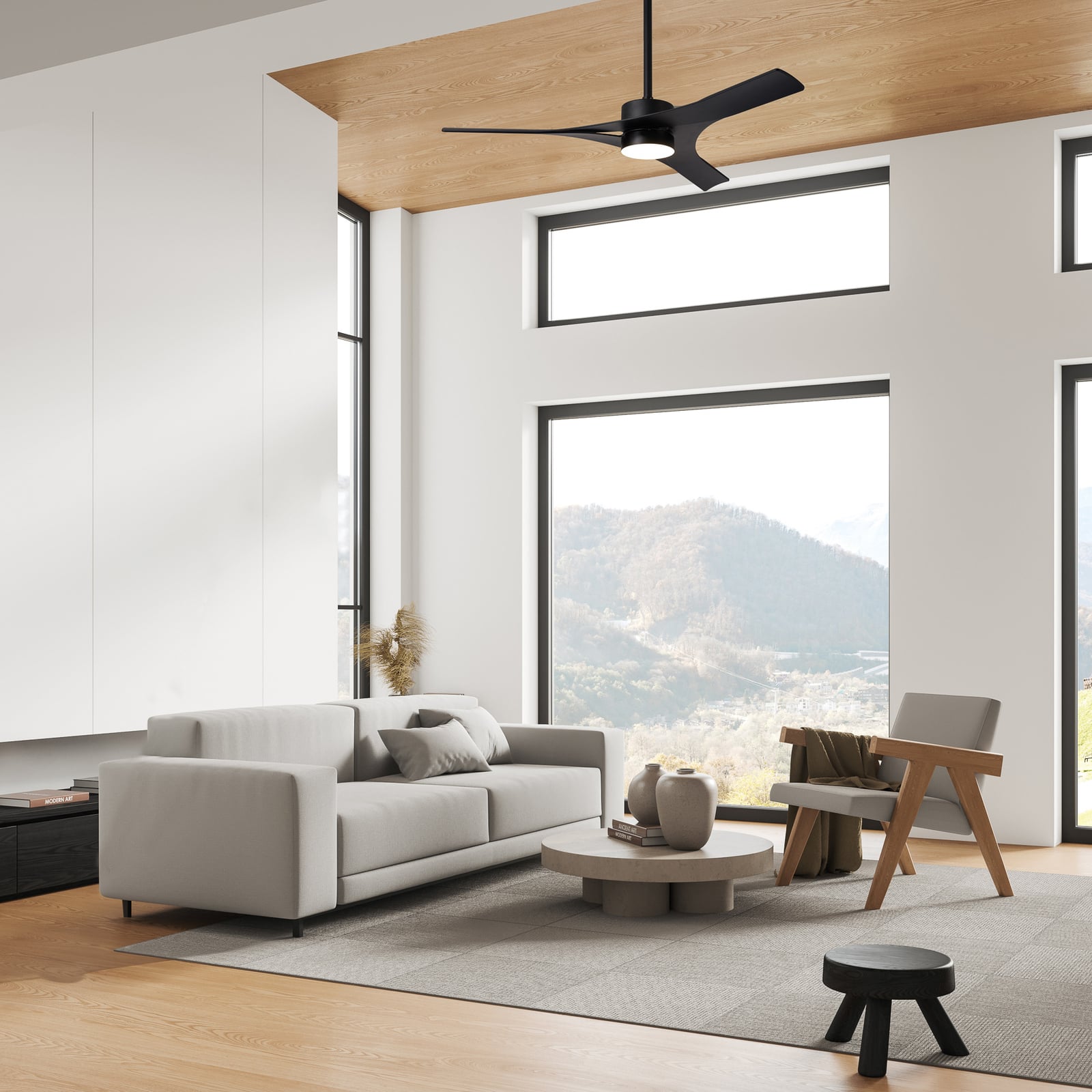 Thai LED-Deckenventilator, schwarz, DC leise, CCT - Mantra
