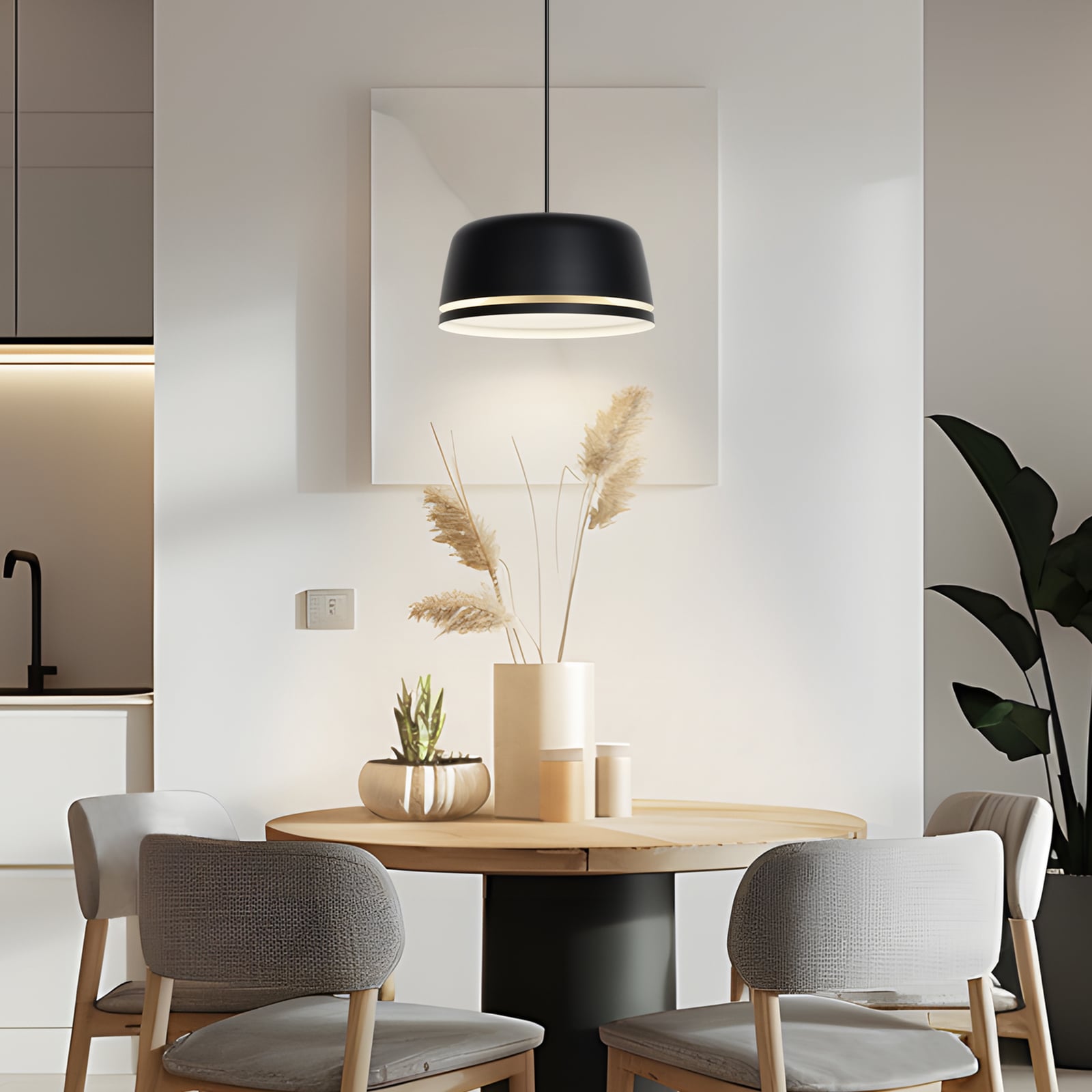 Peaks LED-hengelampe, svart, Ø 35 cm, dimbar, aluminium - Nola