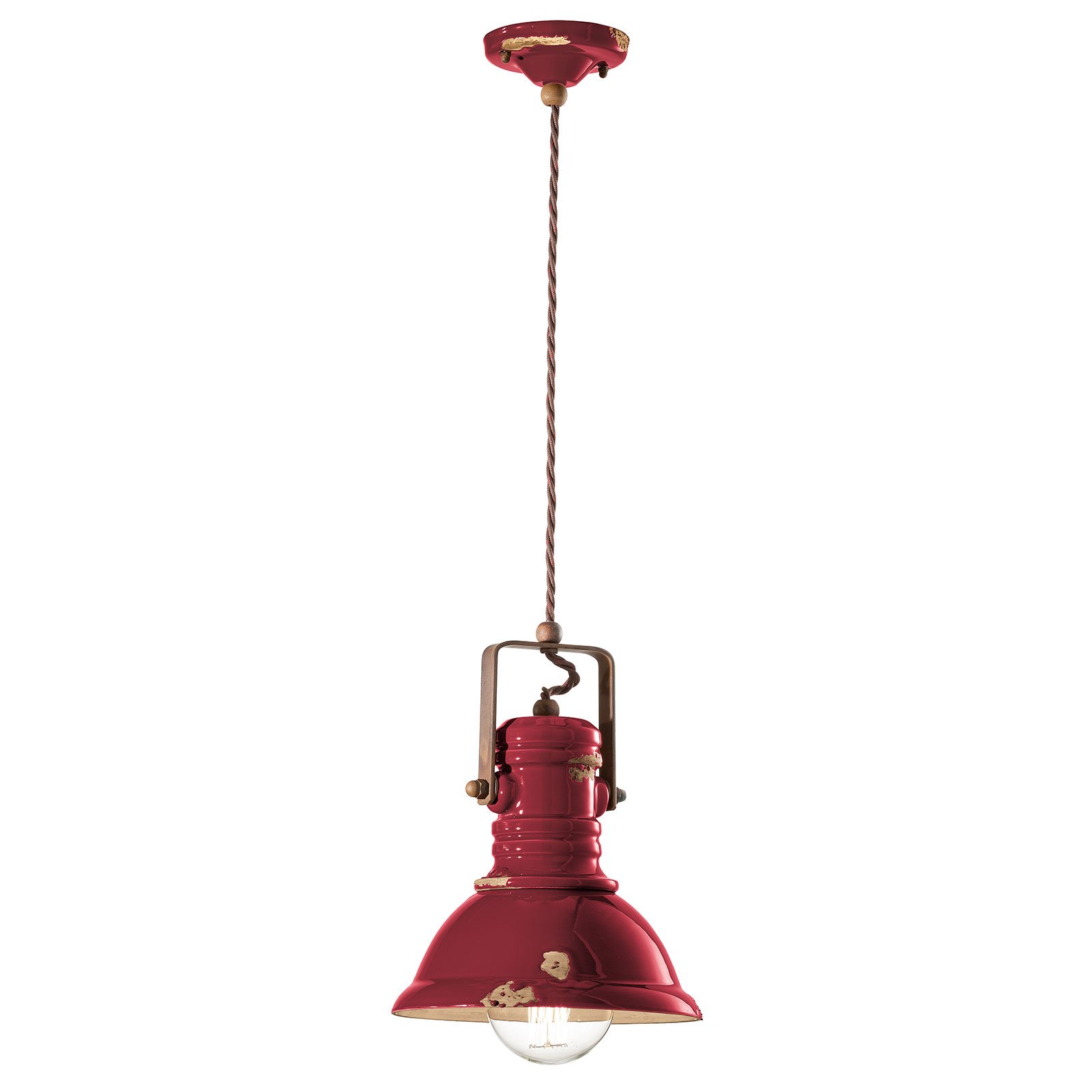 Hanglamp C1691 in bordeaux industrieel ontwerp