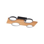 Plafoniera LED Cheesy di legno, 4 luci