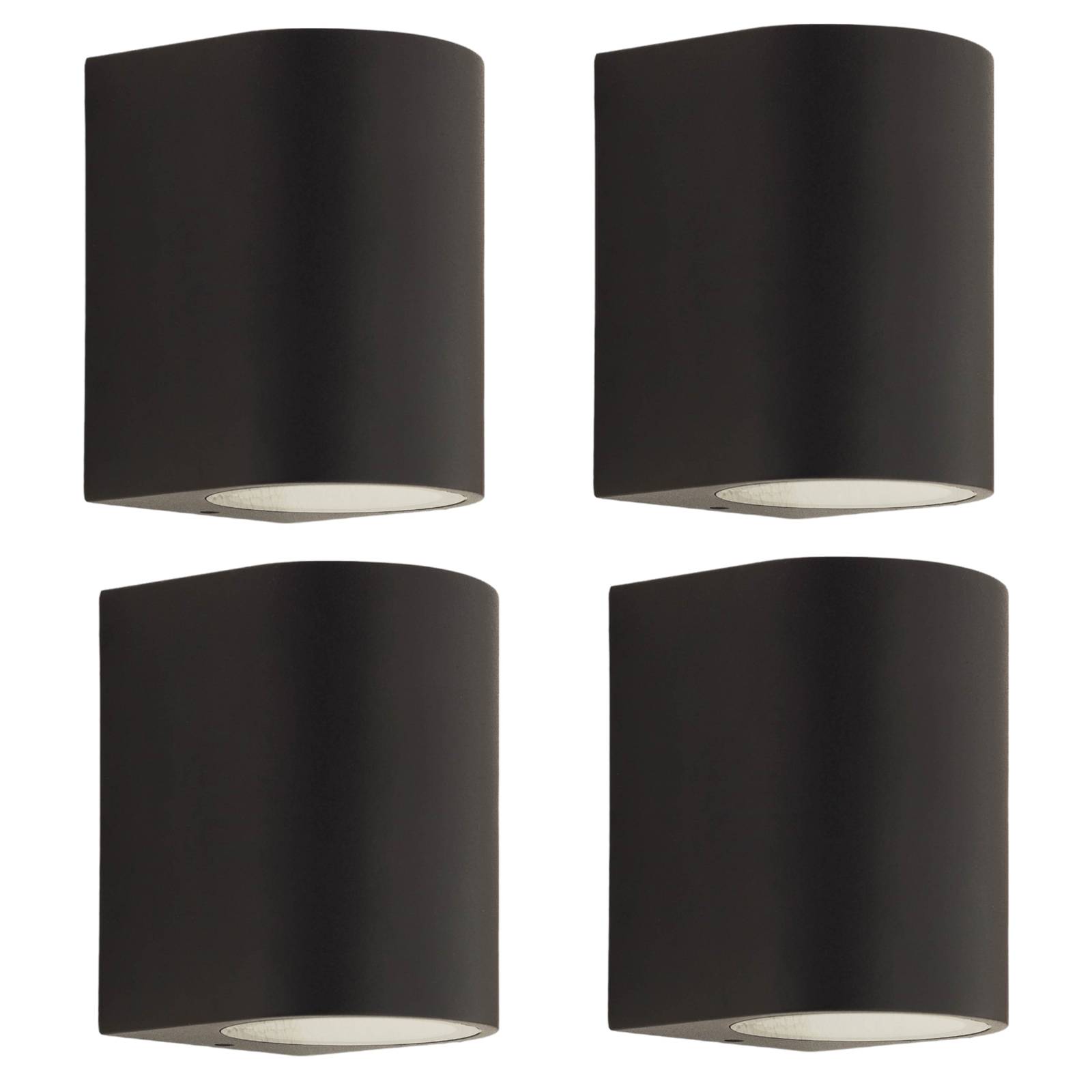 Prios applique d’extérieur Tetje noir rond 10 cm set de 4 pièces