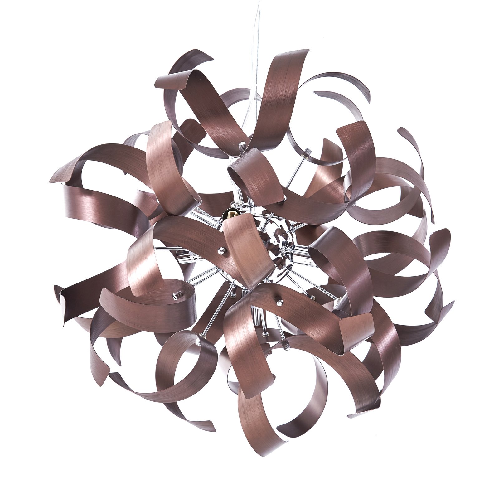 Lucande hanging light Kaelor, Ø 46 cm, copper-coloured, aluminium