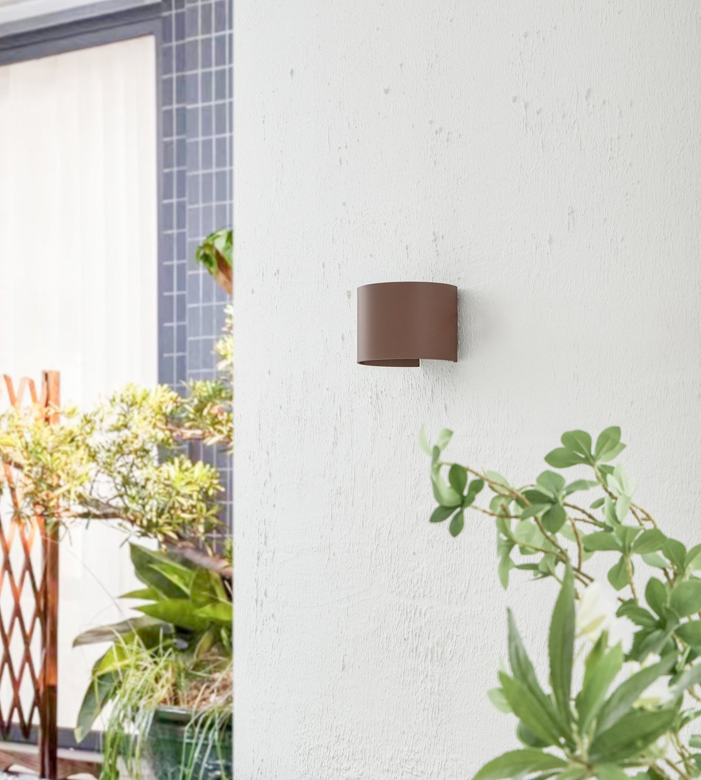 "Lindby" LED lauko sieninis šviestuvas "Nivar", apvalus, rūdžių rudos