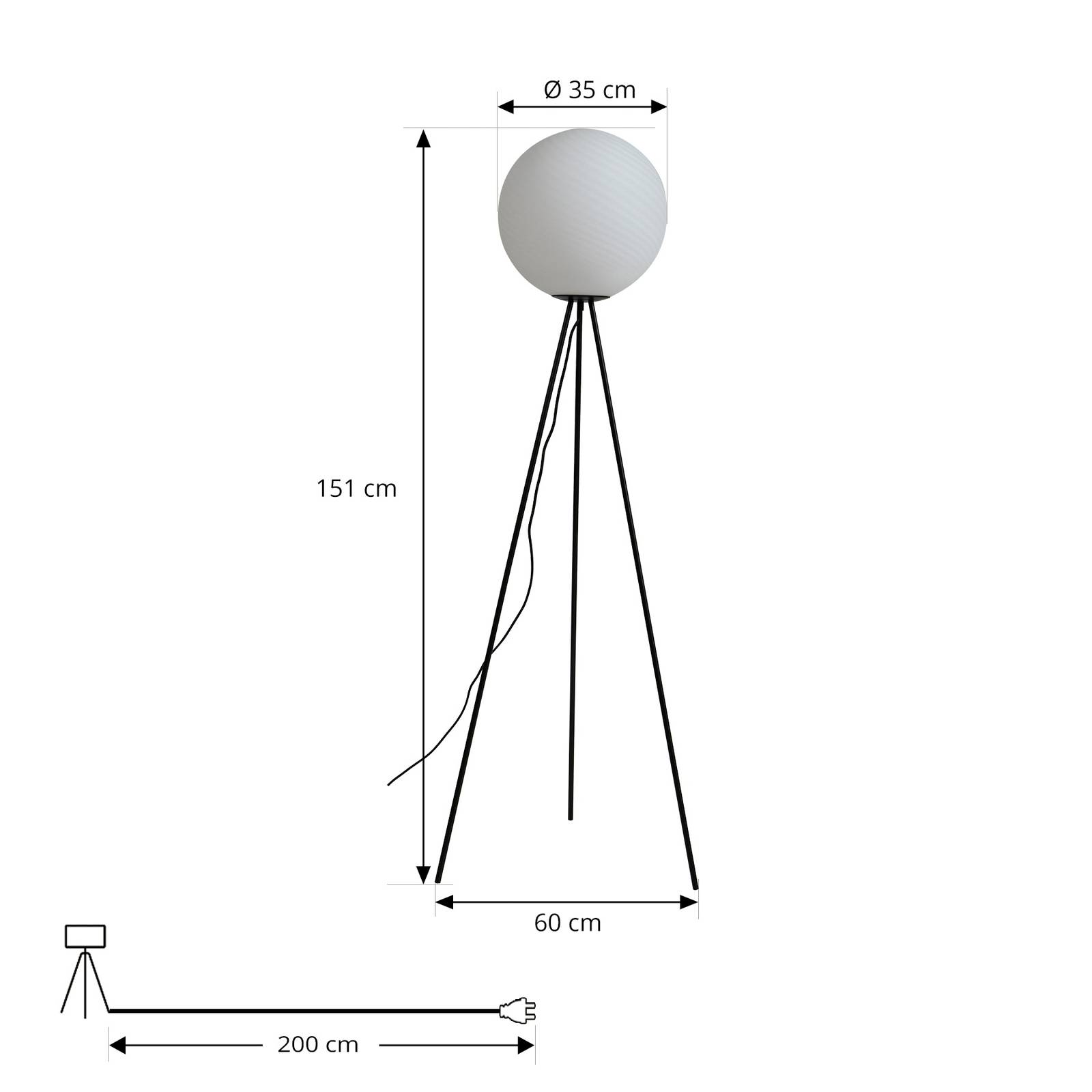 Lampa stojąca Lucande Kestralia biały szkło Ø 35 cm E27