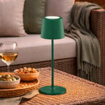 Lampe à poser LED rechargeable Kaami, verte, hauteur 37 cm, IP44, à intensité