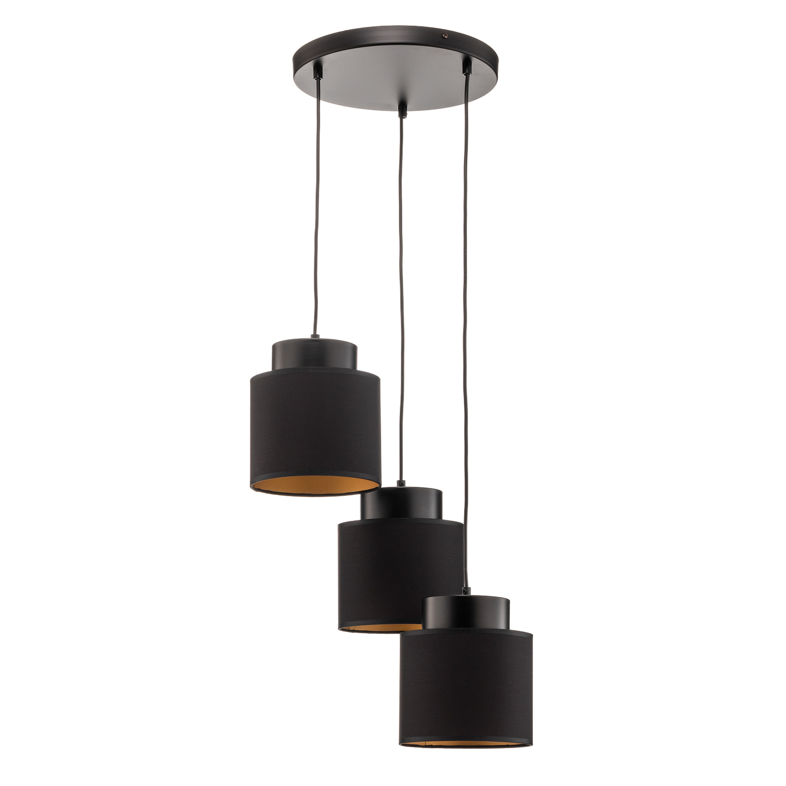 Hanglamp Soho cilindervormig rond 3flzwart/goud
