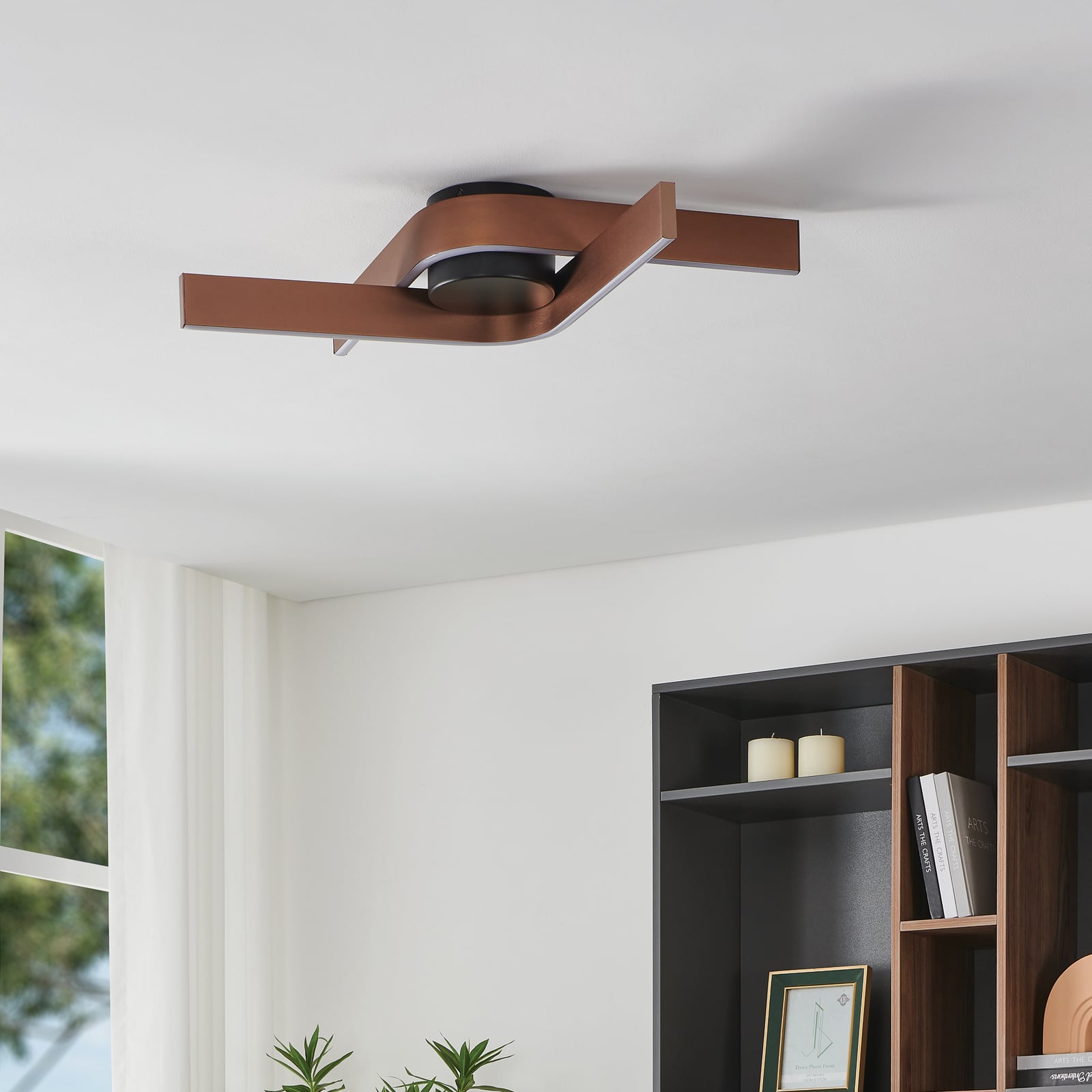 LED išmanusis lubų šviestuvas „Folcino-Z“, bronzinės spalvos, 64 cm, CCT