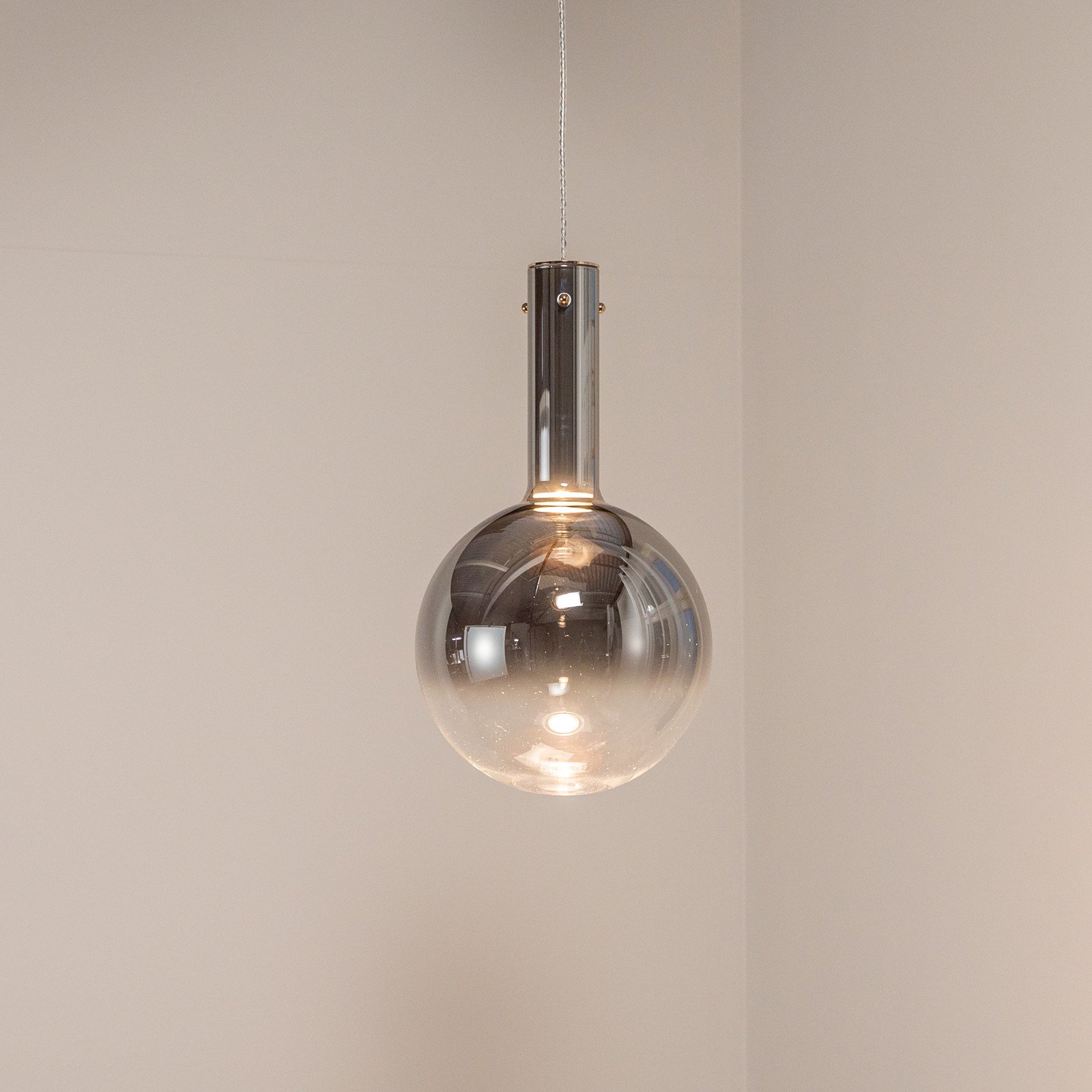 Eko-Light Lampă suspendată Toronto glob din sticlă gri-transparentă Ø 25 cm - Camera de zi / sufragerie - Modern - gri-transparent alb