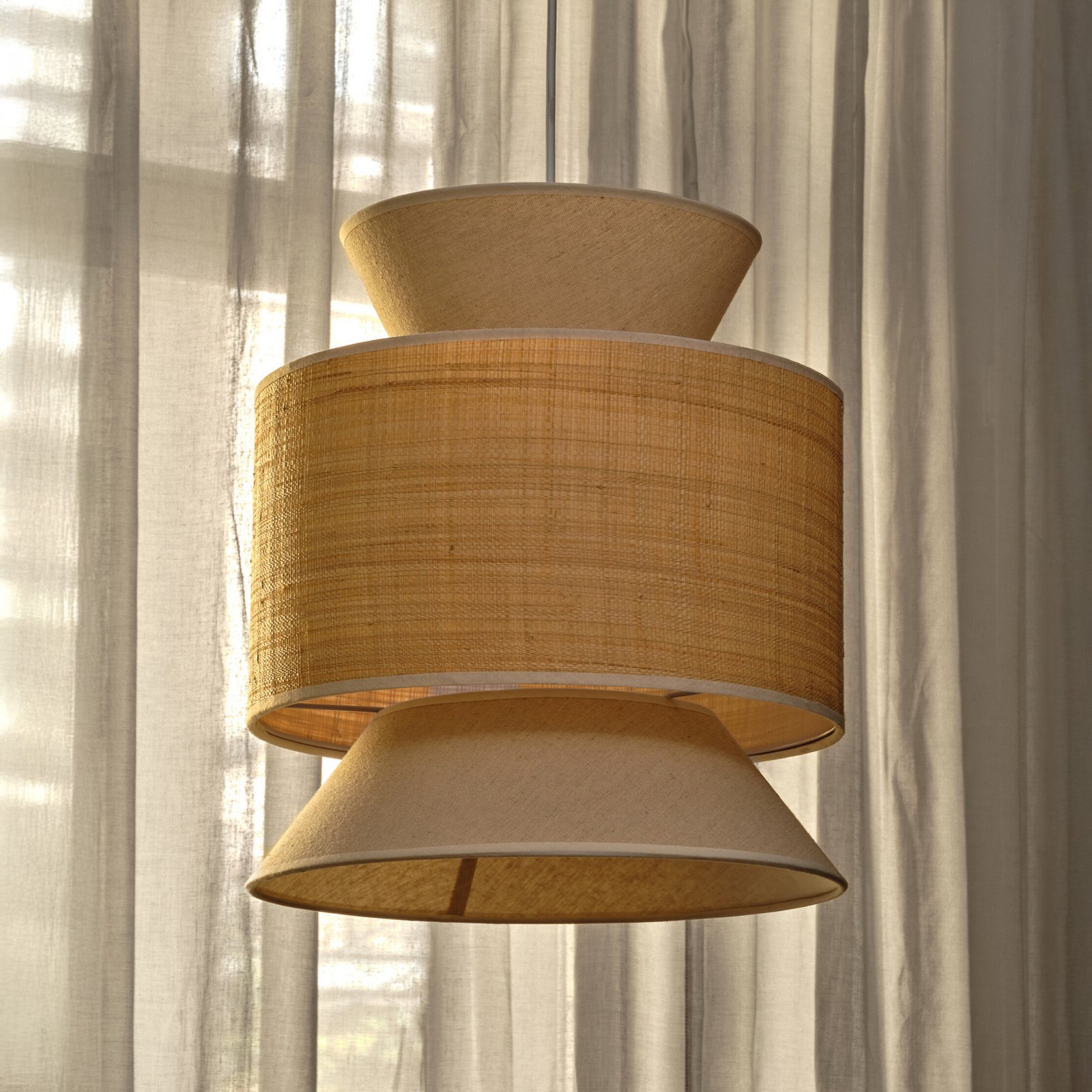 OSRAM viseča svetilka Decor Wrap Cone, bež, rafia, lan, E27