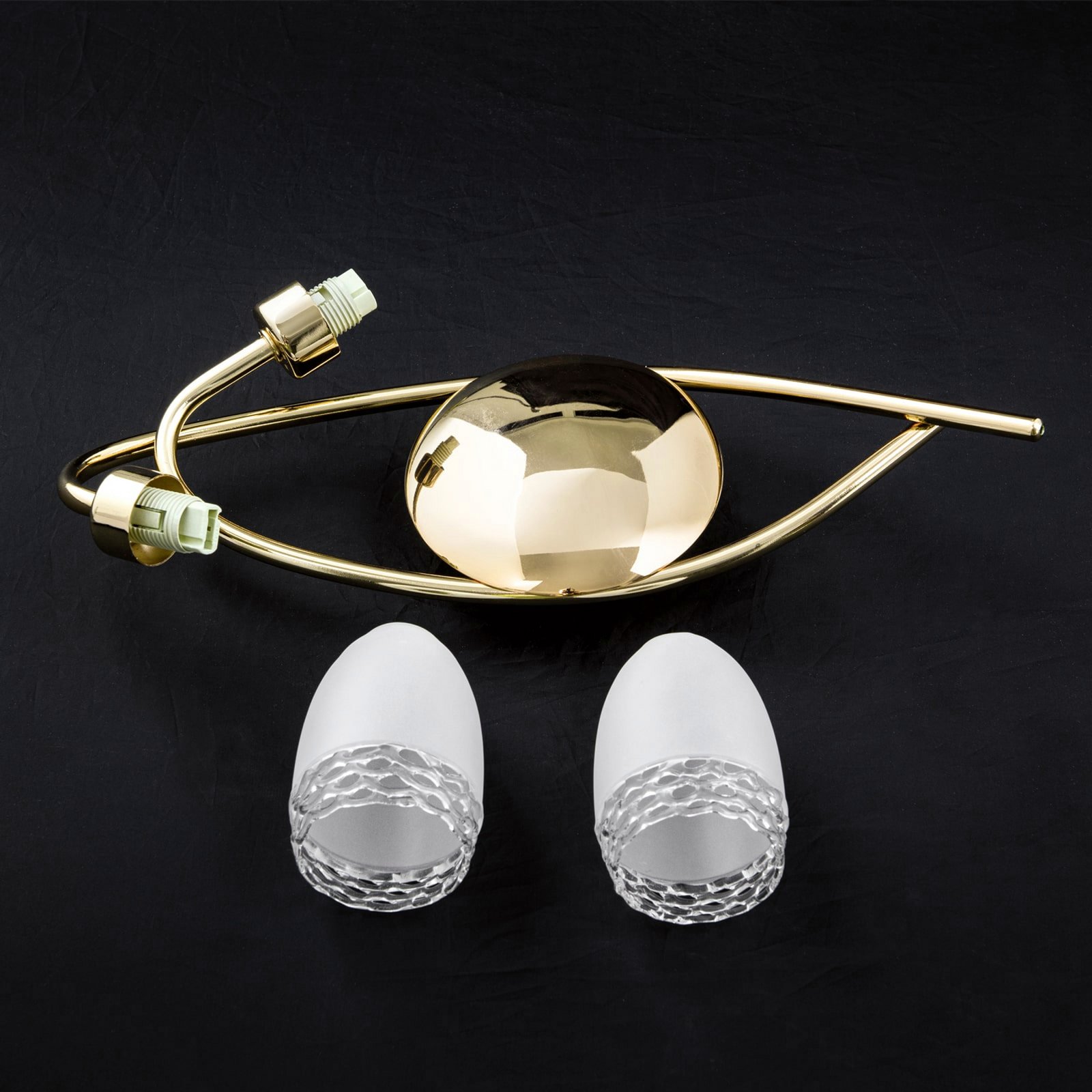 Aplică CARLA, culoare alamă Înălțime 35 cm Metal/sticlă 2 becuri.