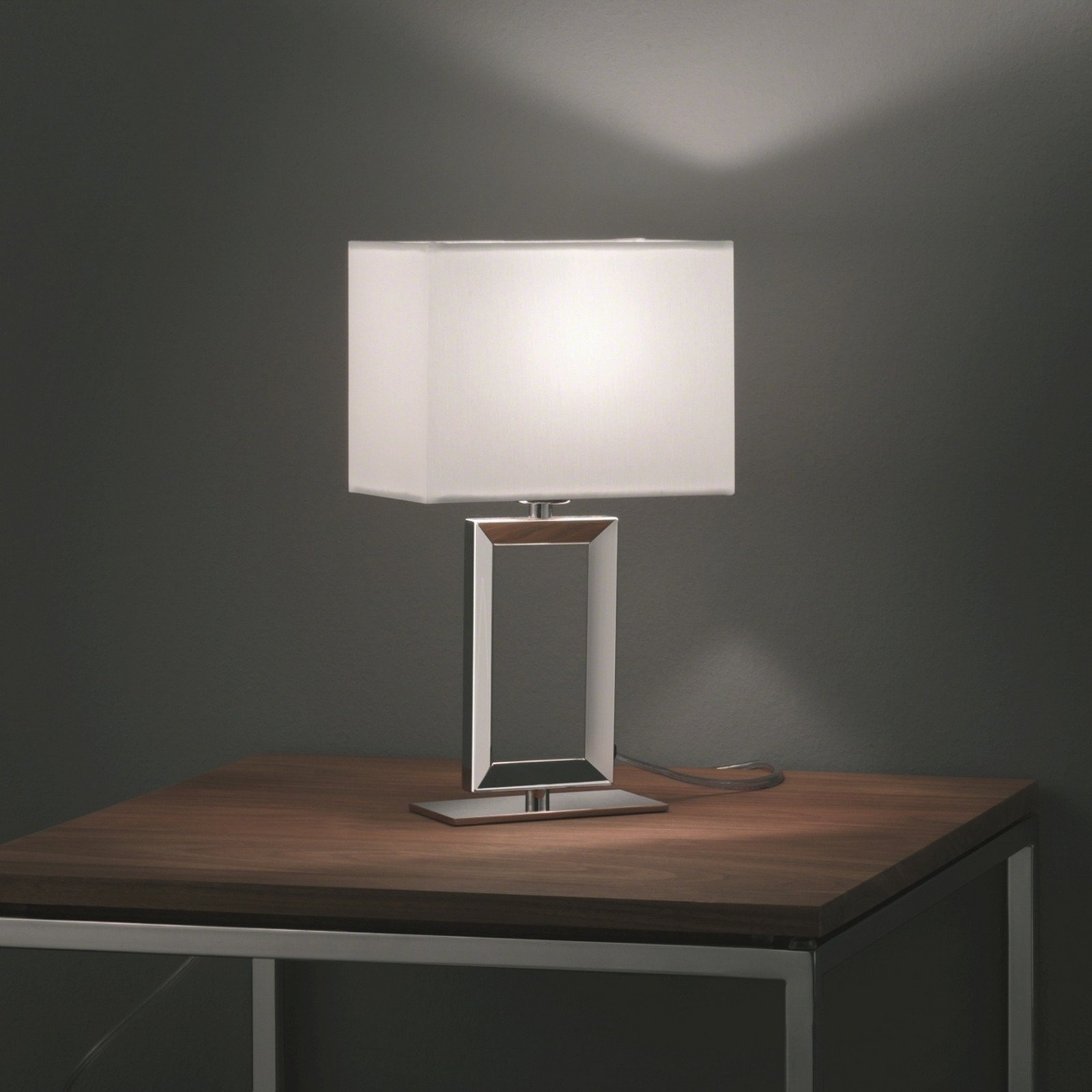 Lampă de masă textilă Helestra Enna 2 înălțime 30 cm - Camera de zi / sufragerie - modern - alb nichel - Țesătură / Textil