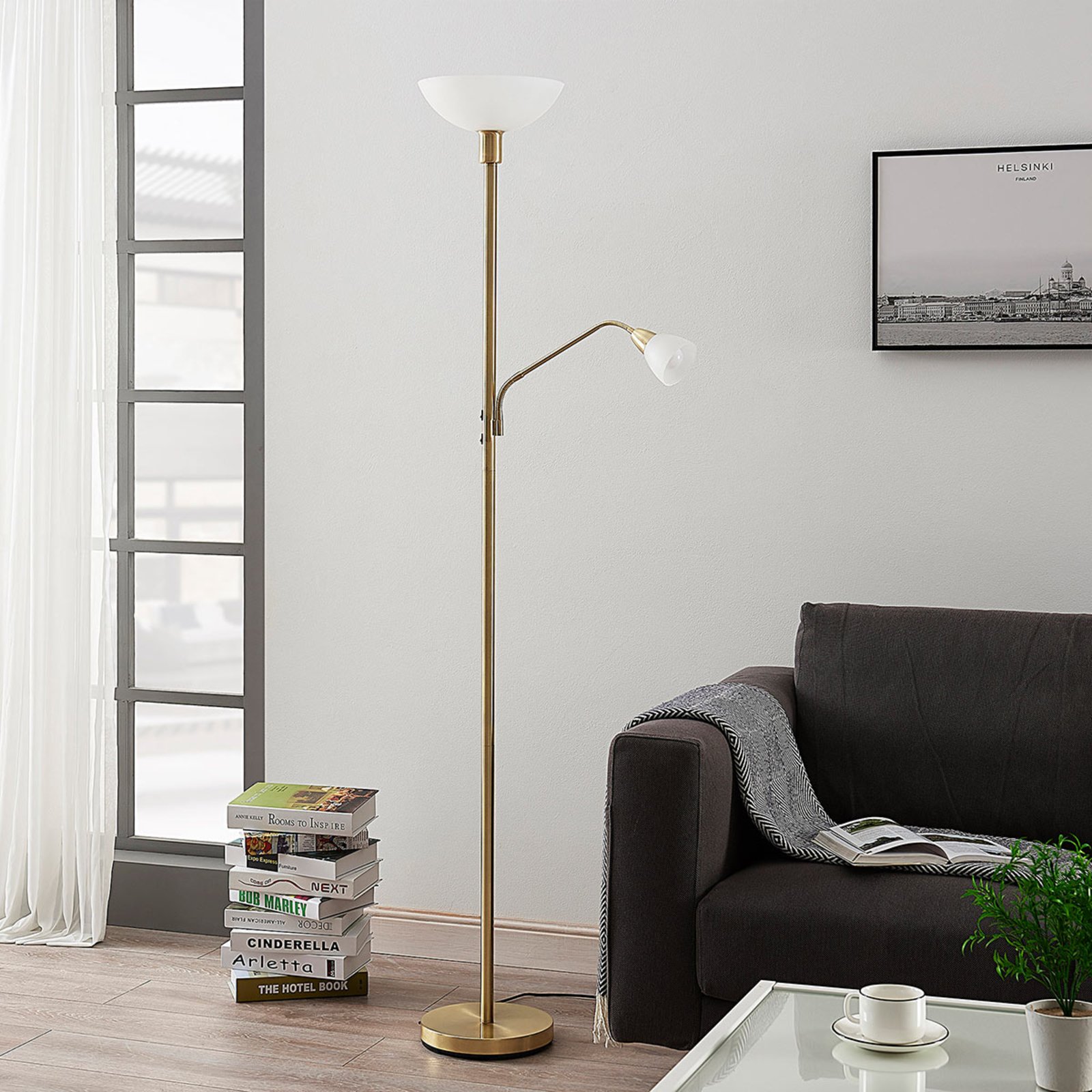 Jost Vloerlamp Brass/White - Lindby