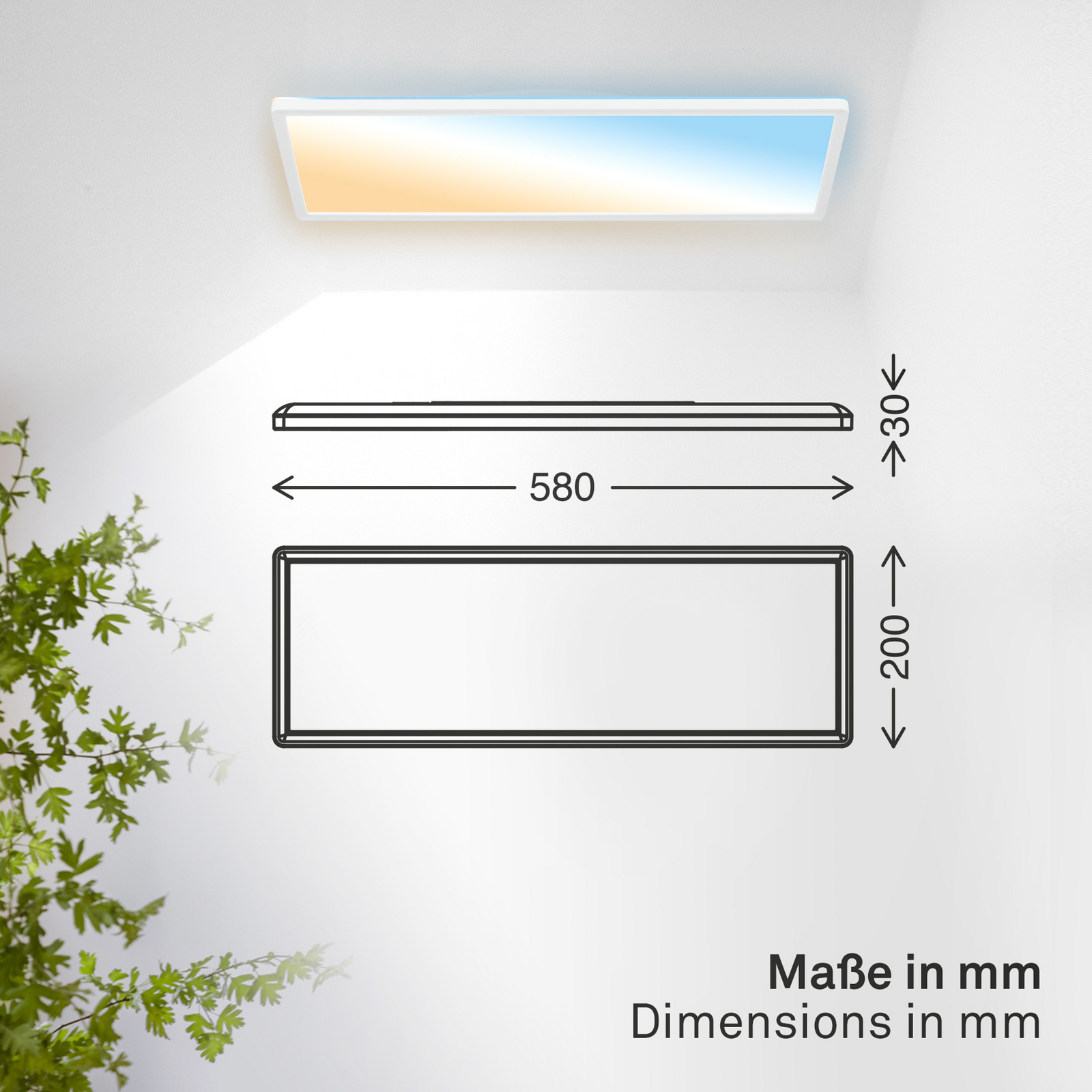 LED-paneeli Shallow kaukosäädin CCT, 58 x 20 cm, valkoinen, taustavalo LED-paneeli Shallow kaukosäädin CCT, 58 x 20 cm, valkoinen, taustavalo